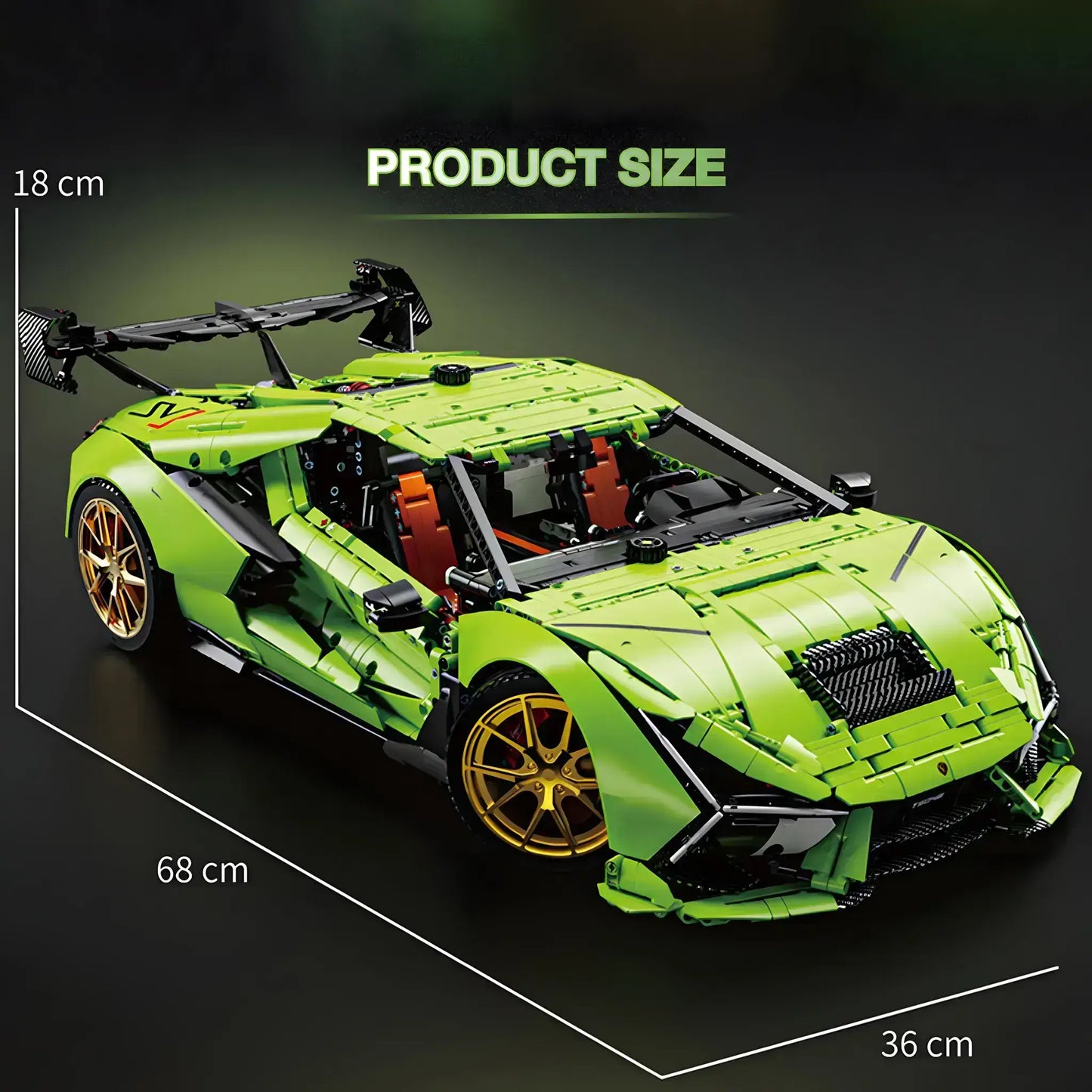 product size of taigaole t5046 lamborghini svj model car building blocks toy