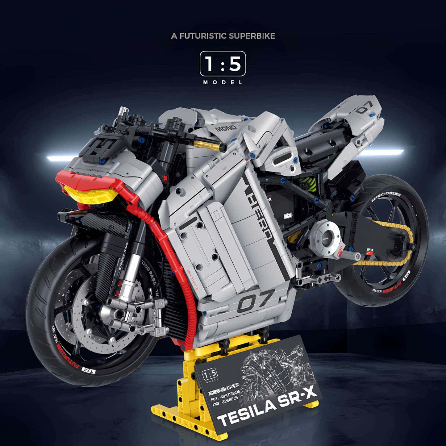 1:5 guly zero tesila sr-x building blocks model toy motorcycle