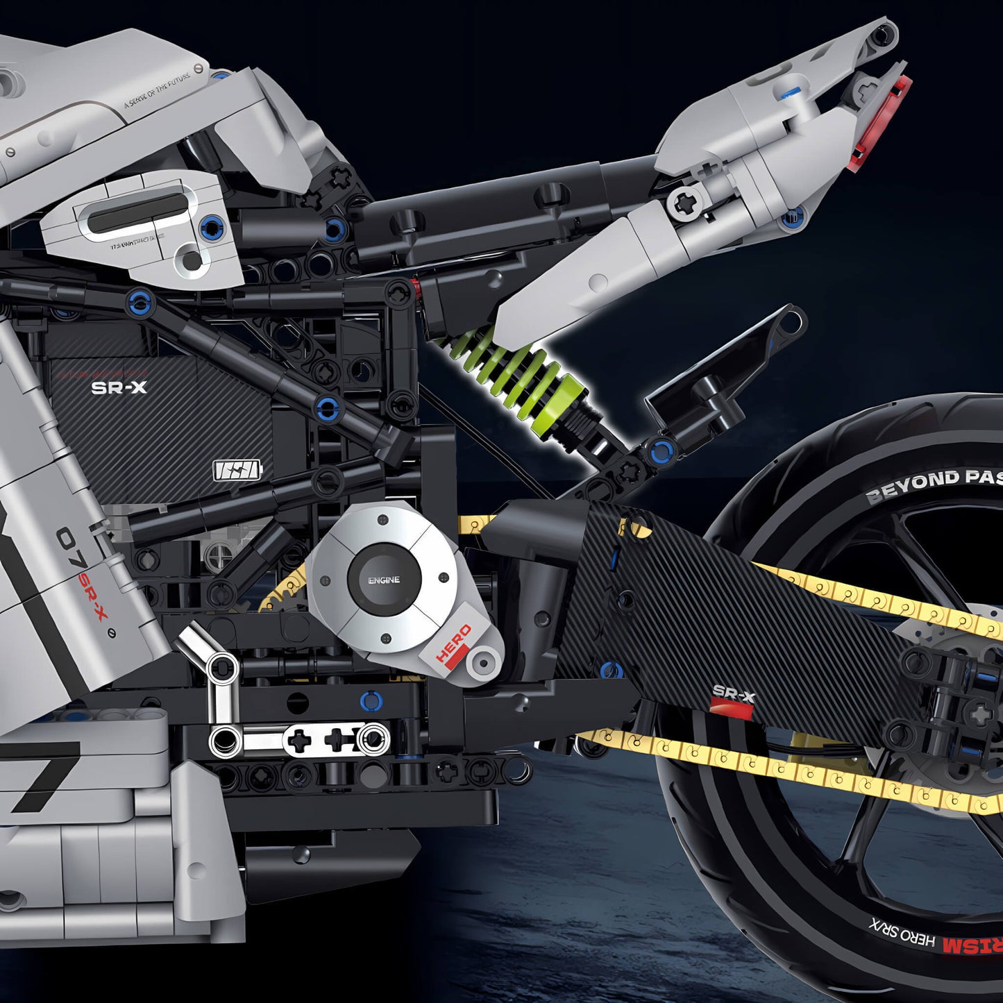 product details of guly zero tesila sr-x building blocks model toy motorcycle inverted shock absorber