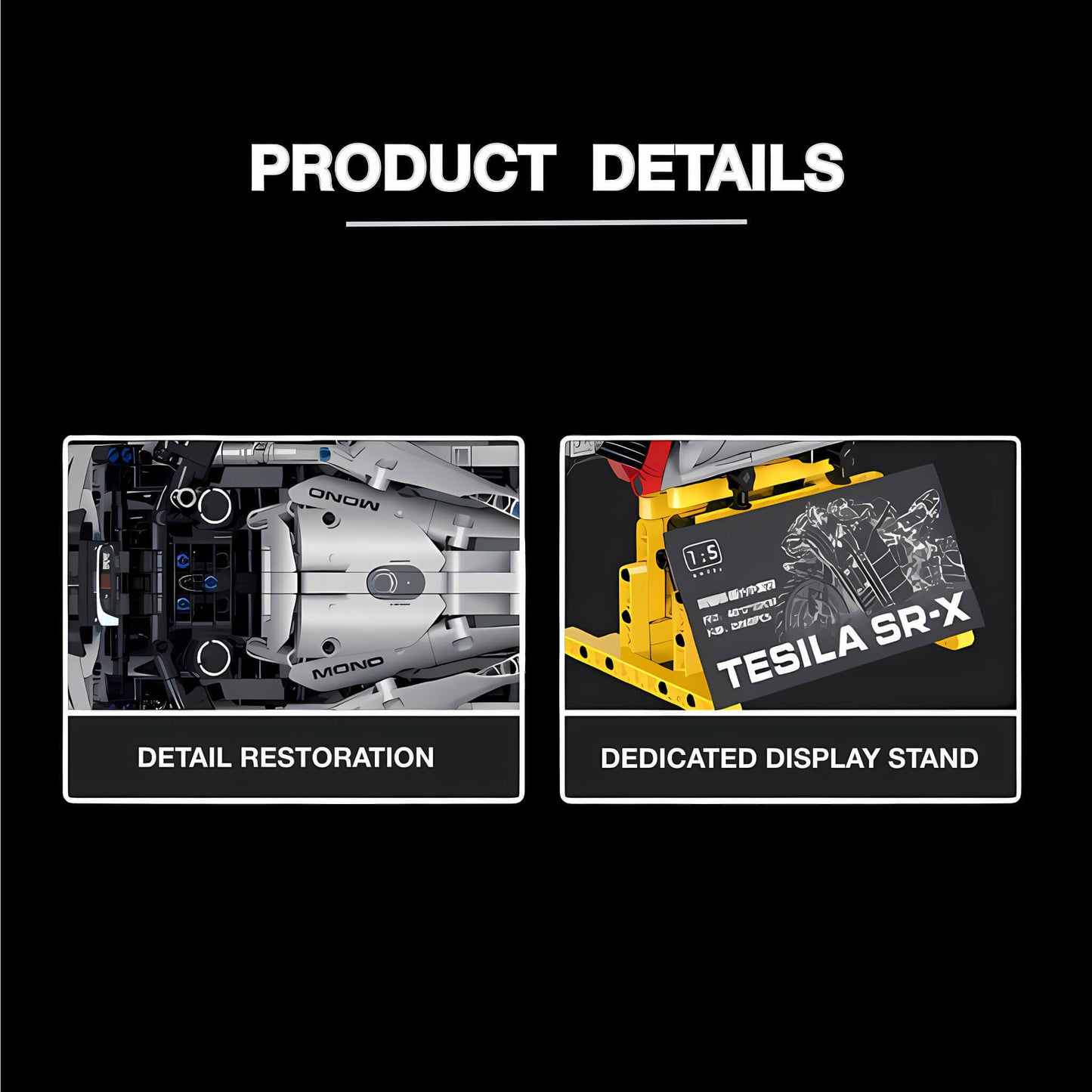 product details of guly zero tesila sr-x building blocks model toy motorcycle detail restoration and dedicated display stand