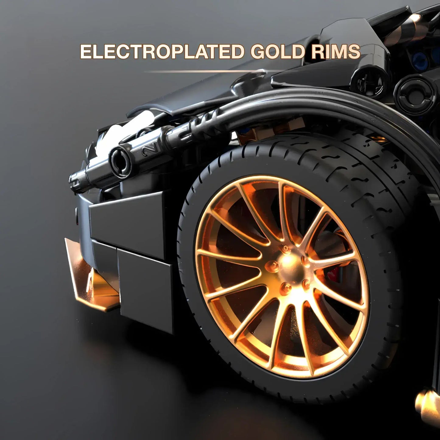 tuomu t1003 lamborghini 780s model car building blocks toy electroplated gold rims