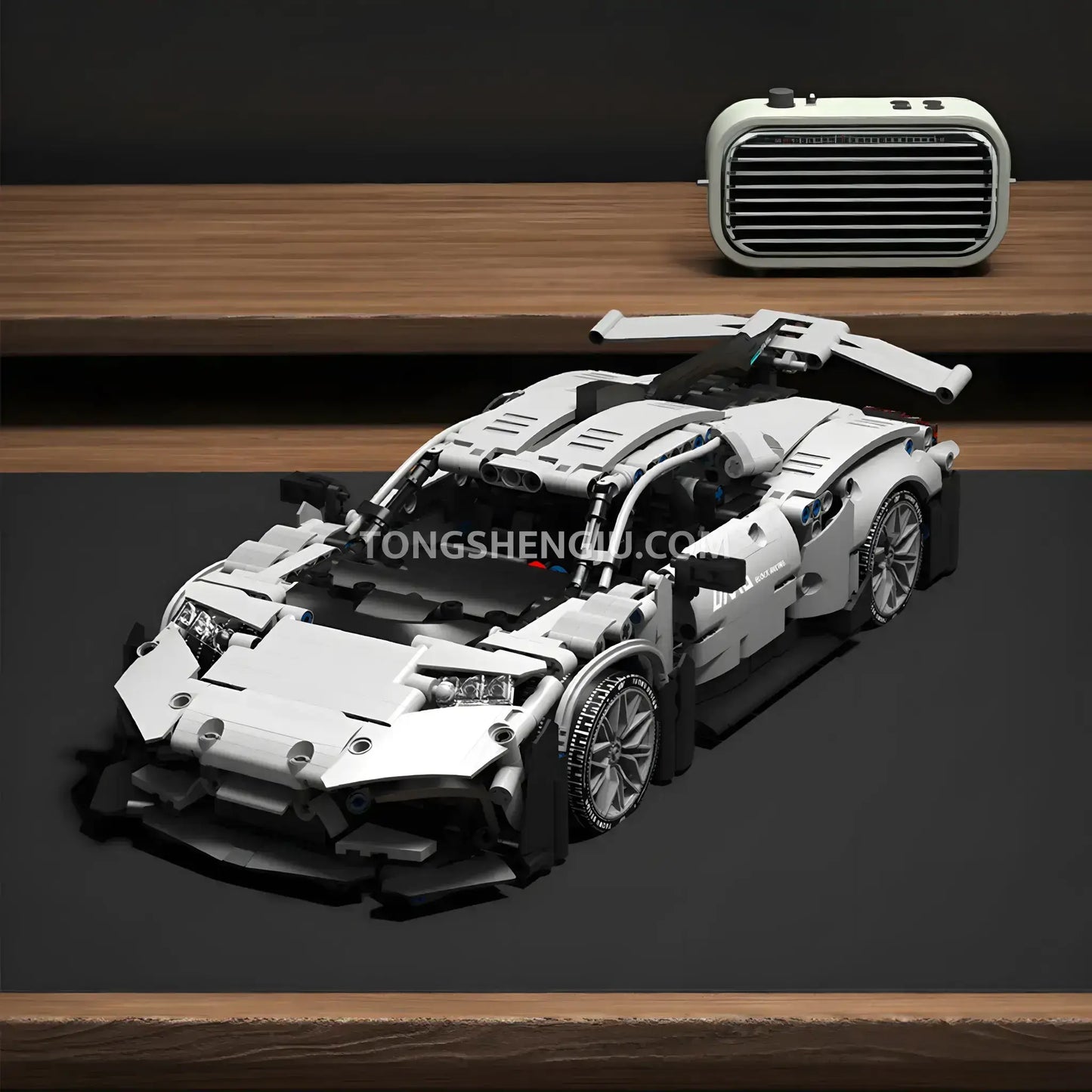 front view of tuomu t3014 amg one technic car building blocks set model car