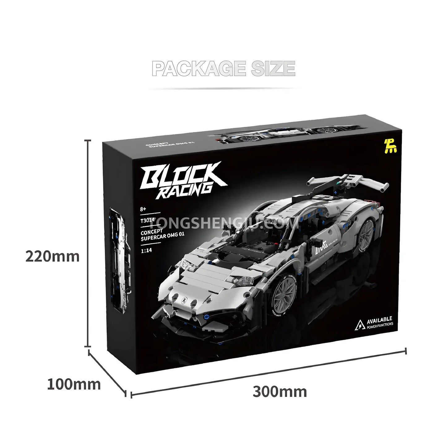 package size of tuomu t3014 amg one technic car building blocks set model car