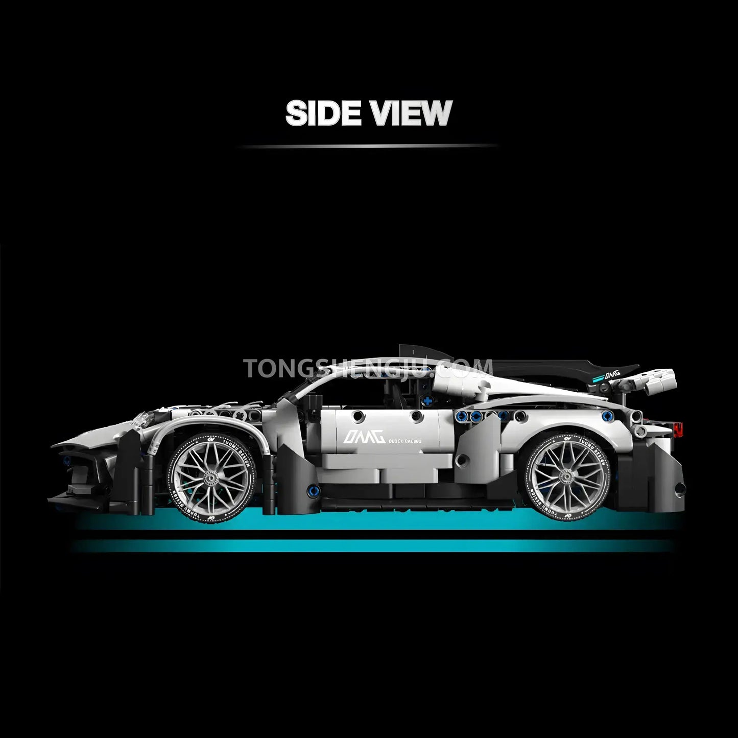 side view of tuomu t3014 amg one technic car building blocks set model car