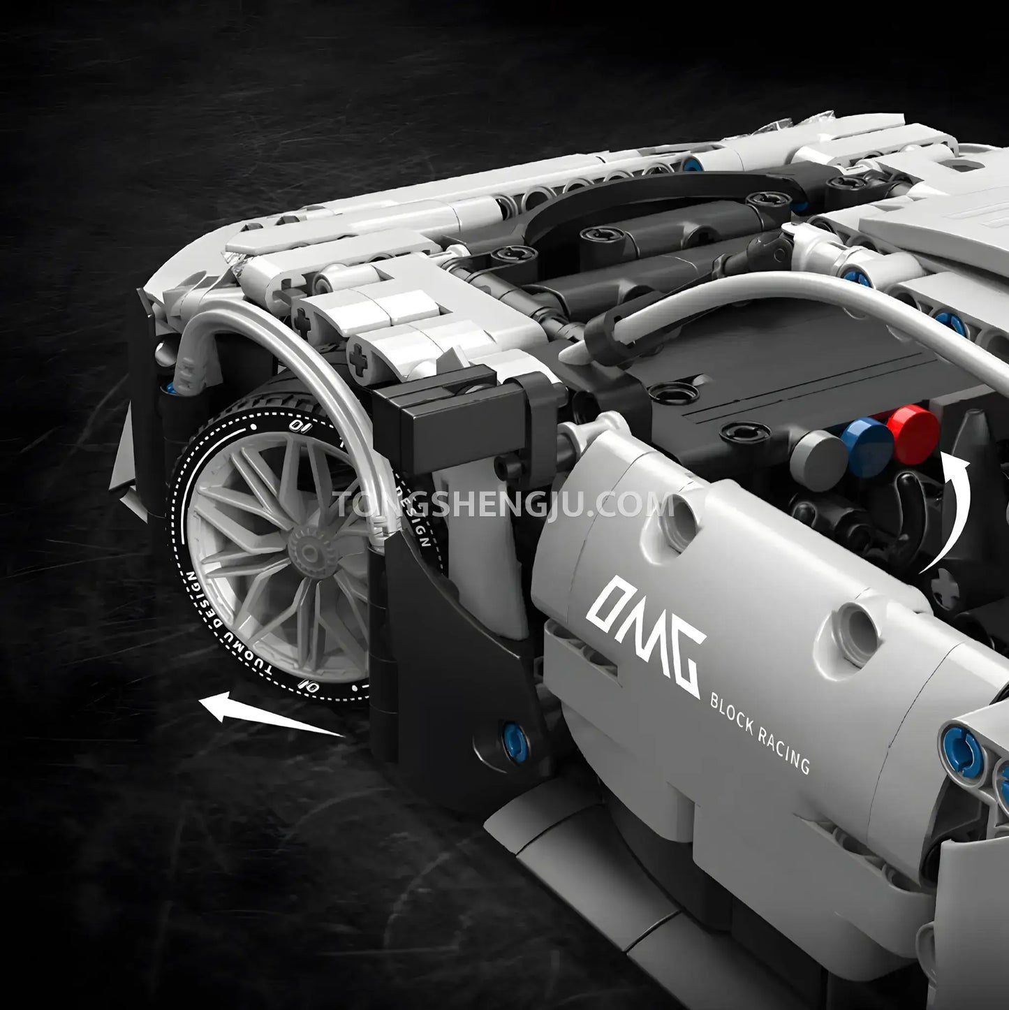 tuomu t3014 amg one technic car building blocks set model car steering linkage with turning wheels