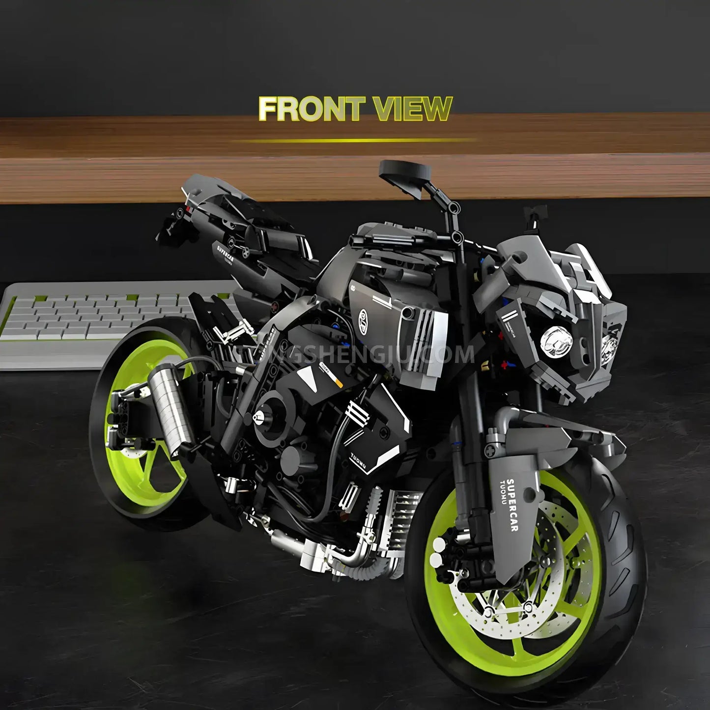 front view of tuomu t5004 yamaha mt10 model motorcycle building blocks toy