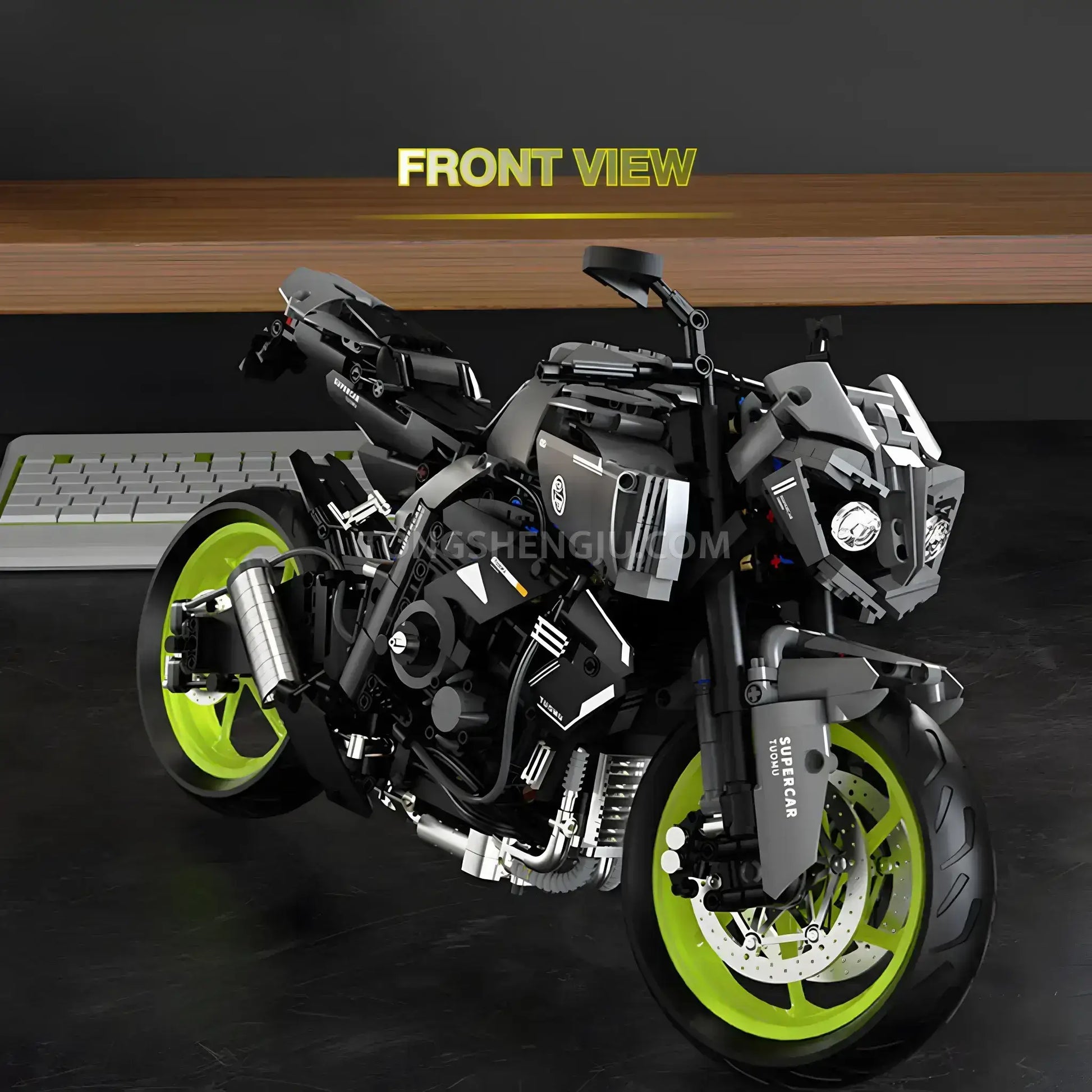 front view of tuomu t5004 yamaha mt10 model motorcycle building blocks toy