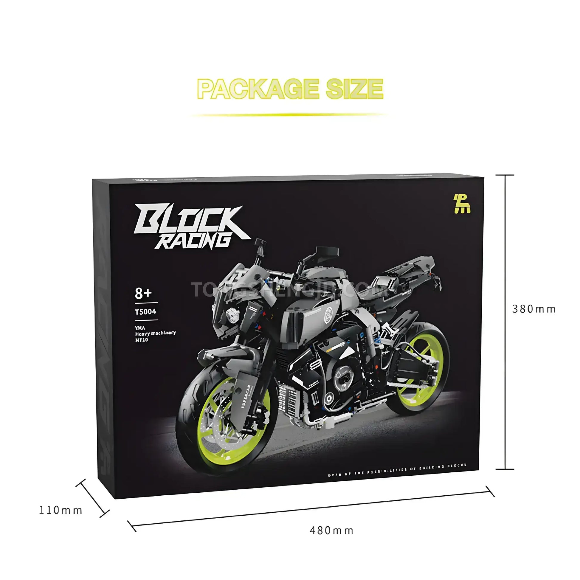 package size of tuomu t5004 yamaha mt10 model motorcycle building blocks toy