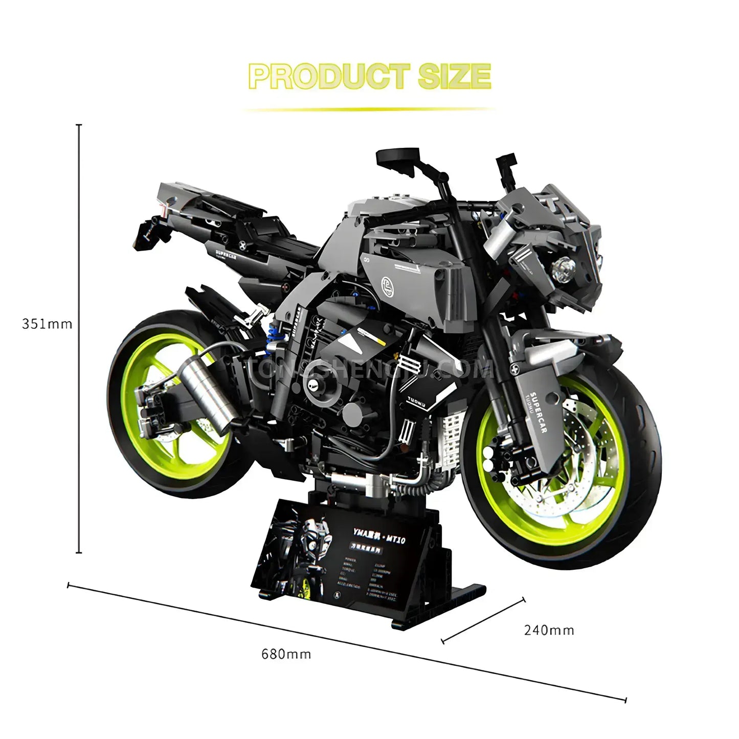 product size of tuomu t5004 yamaha mt10 model motorcycle building blocks toy