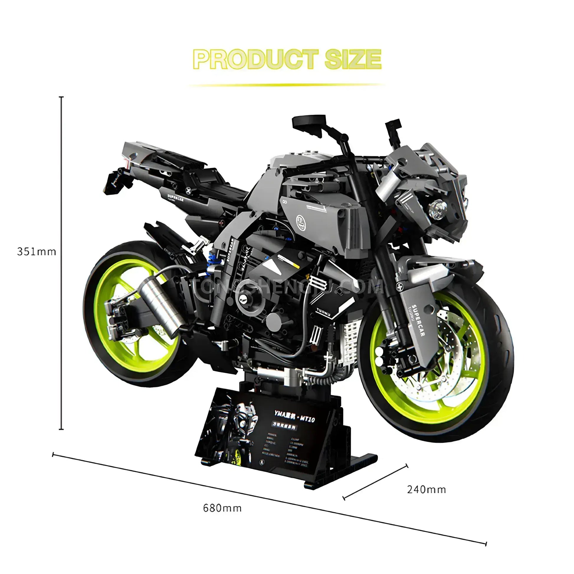 product size of tuomu t5004 yamaha mt10 model motorcycle building blocks toy