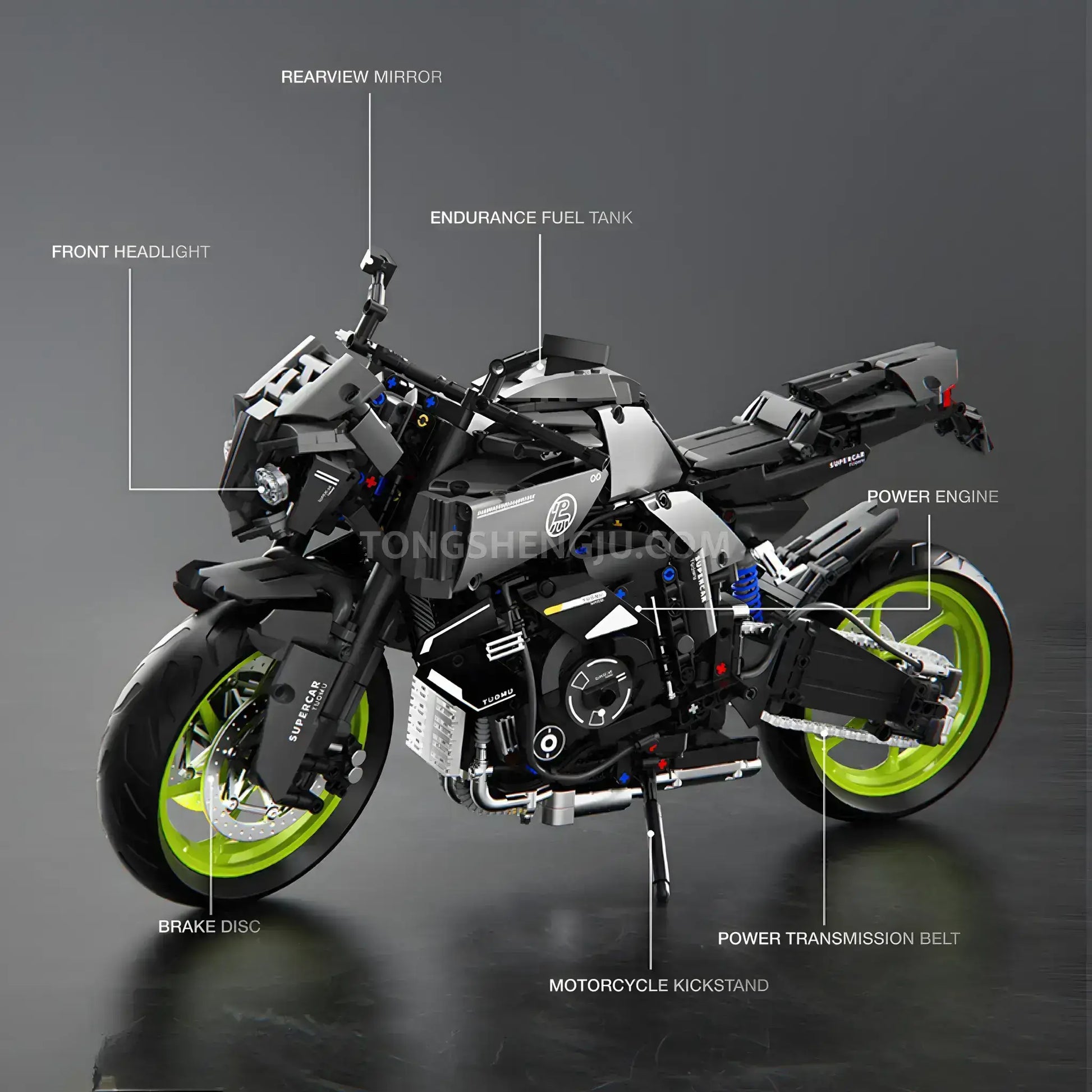 product structure analysis of tuomu t5004 yamaha mt10 model motorcycle building blocks toy
