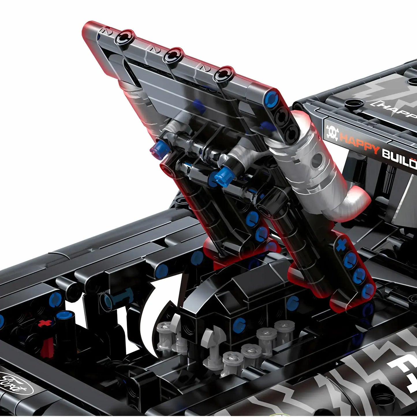 x-tech yc qc005 roadster mustang building blocks model toy car front hood can be opened