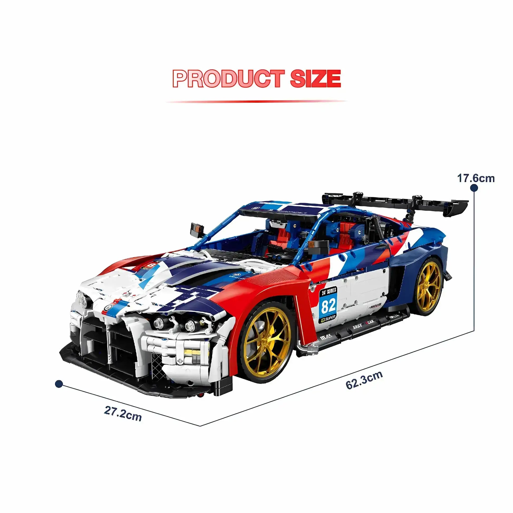 product size of jiestar xiaojiaodu bmw M4 building blocks model toy car