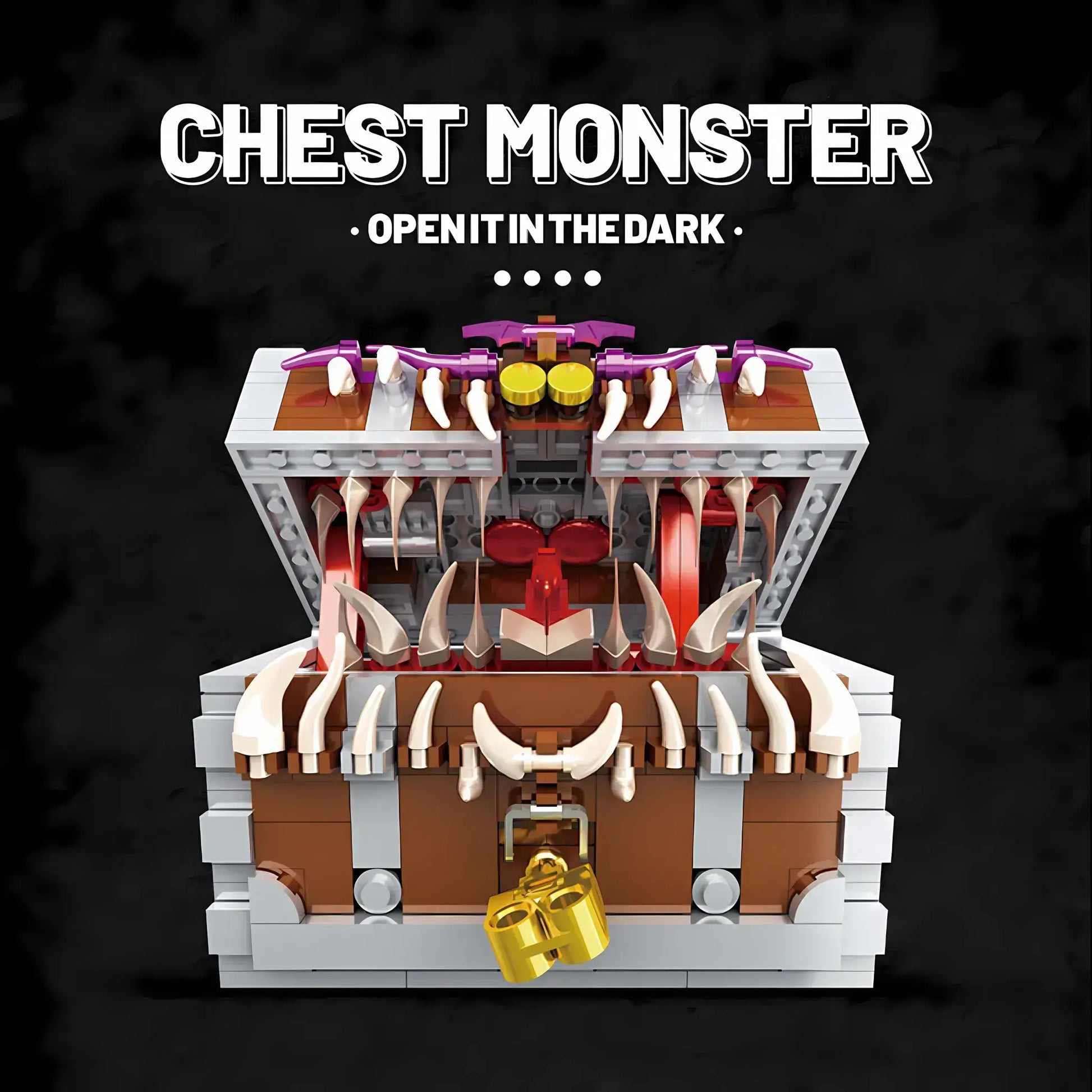 xiaojiaodu jd027 chest monster model car building blocks toy openit in the dark