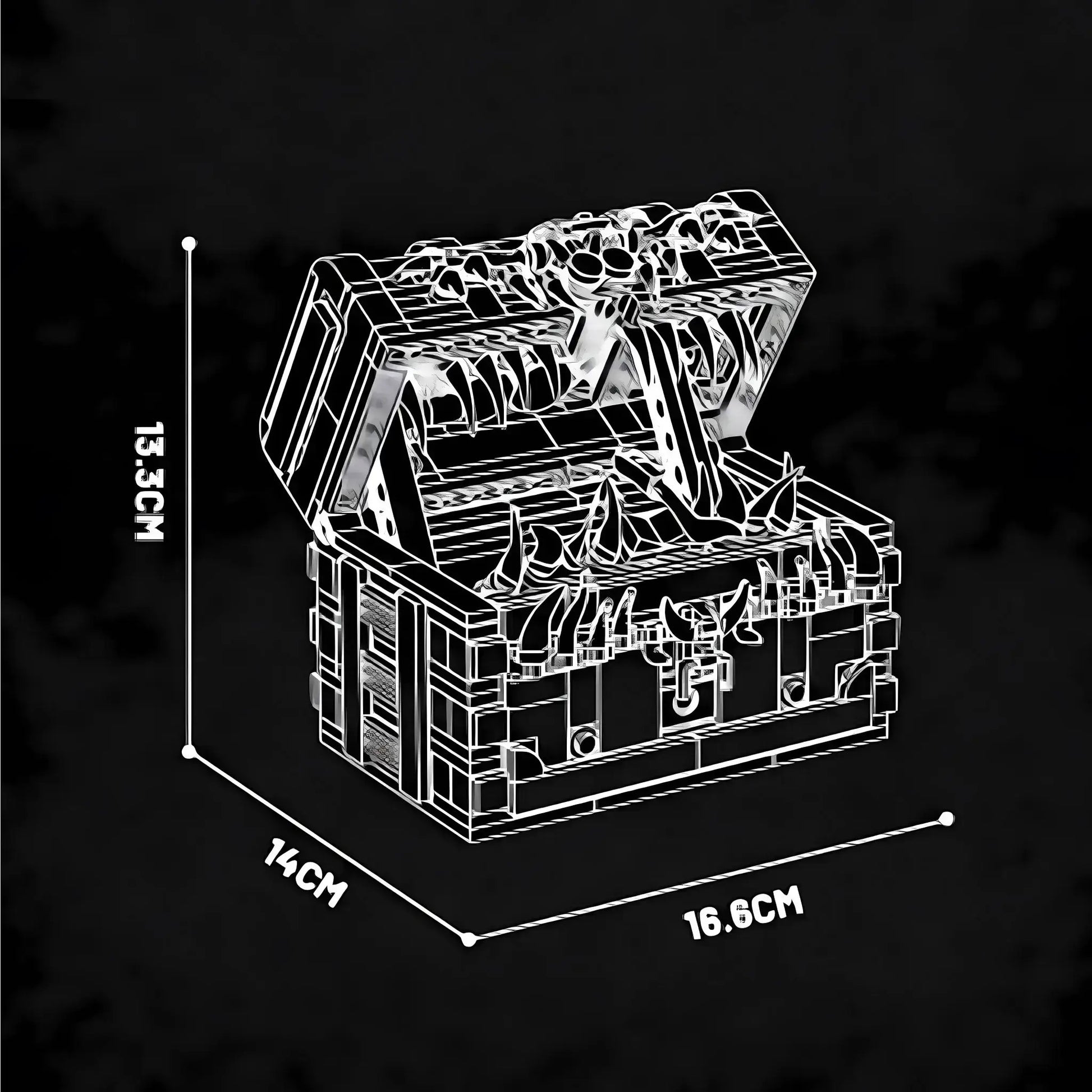 product size of xiaojiaodu jd027 chest monster model car building blocks toy