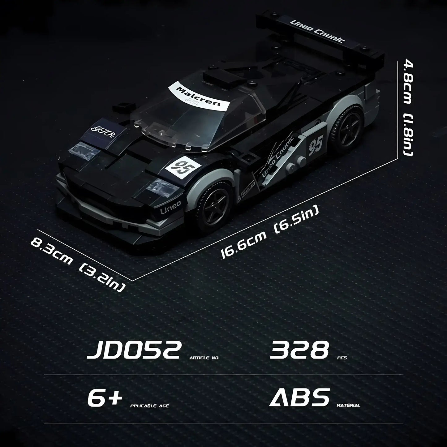 product size of xiaojiaodu jd052 mclaren f1 model car building blocks toy