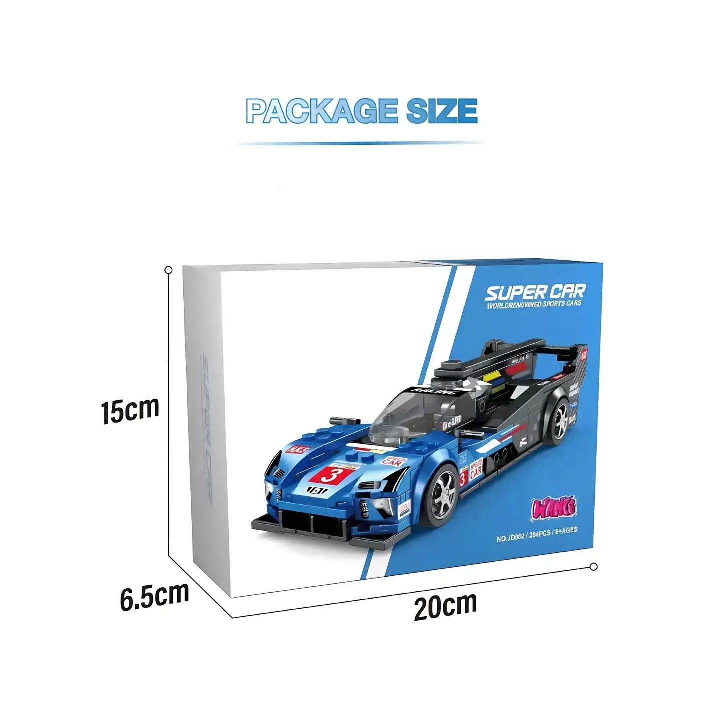 package size of xiaojiaodu jd062 lemans cadillac model speed car building blocks toy