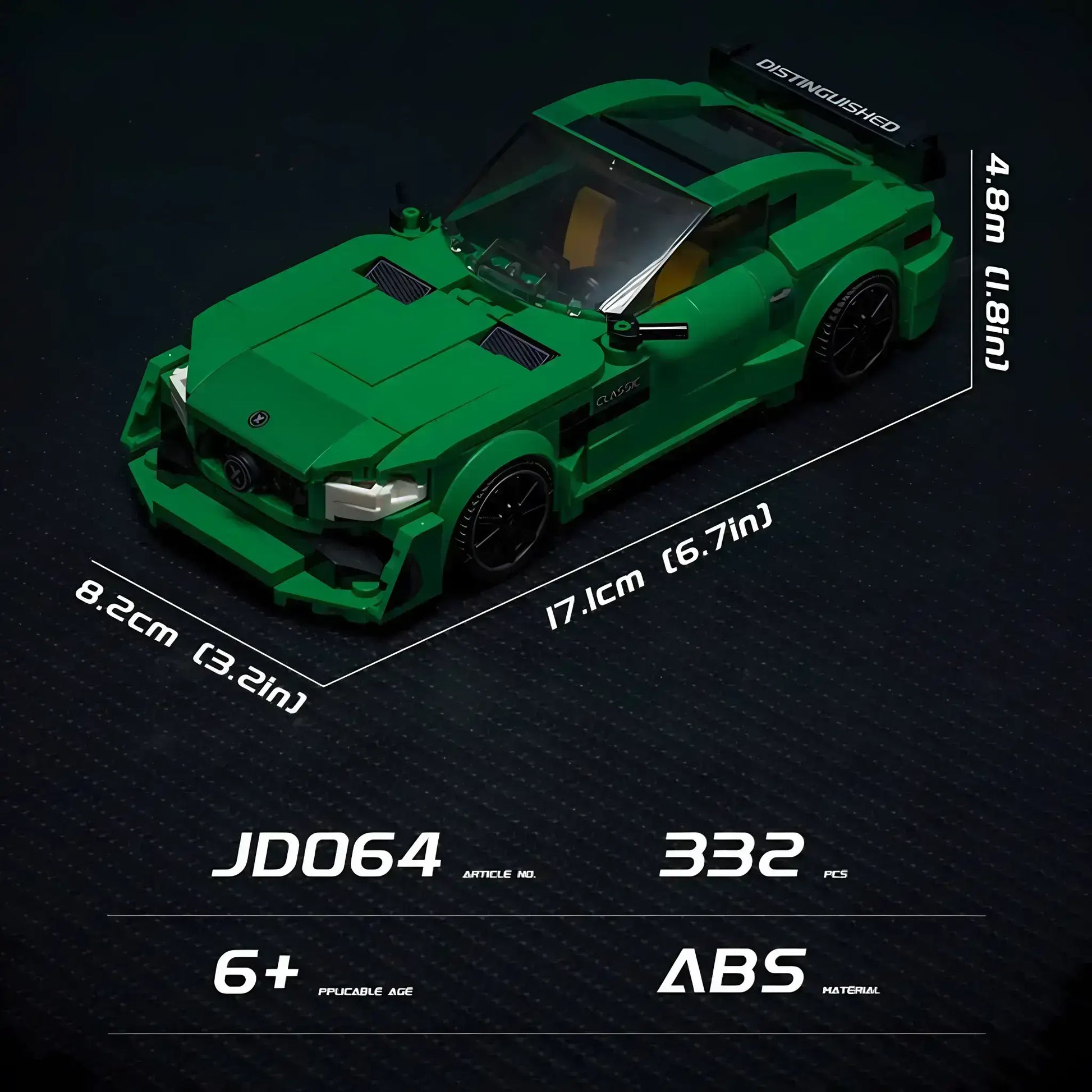 product size of xiaojiaodu jd064 amg gtr model car building blocks toy