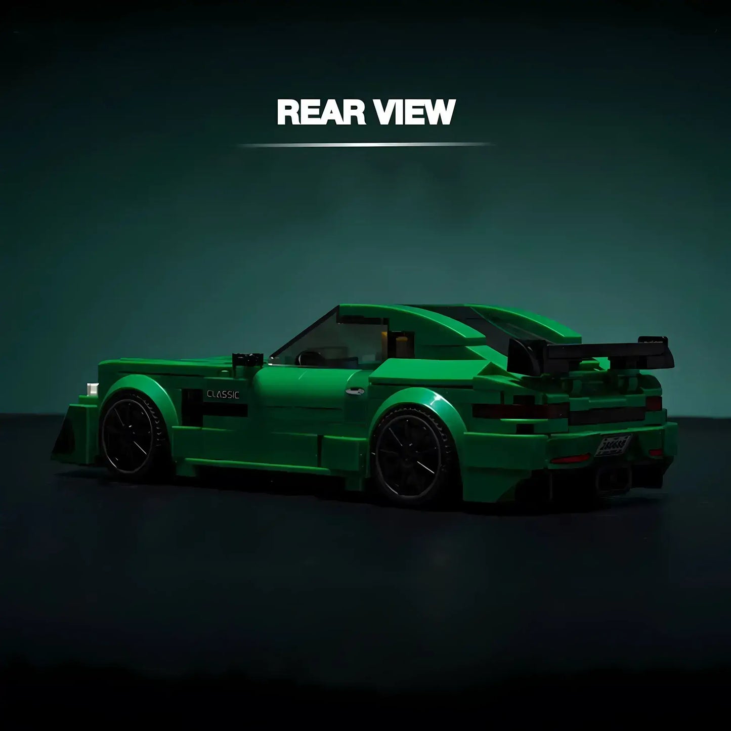 rear view of xiaojiaodu jd064 amg gtr model car building blocks toy