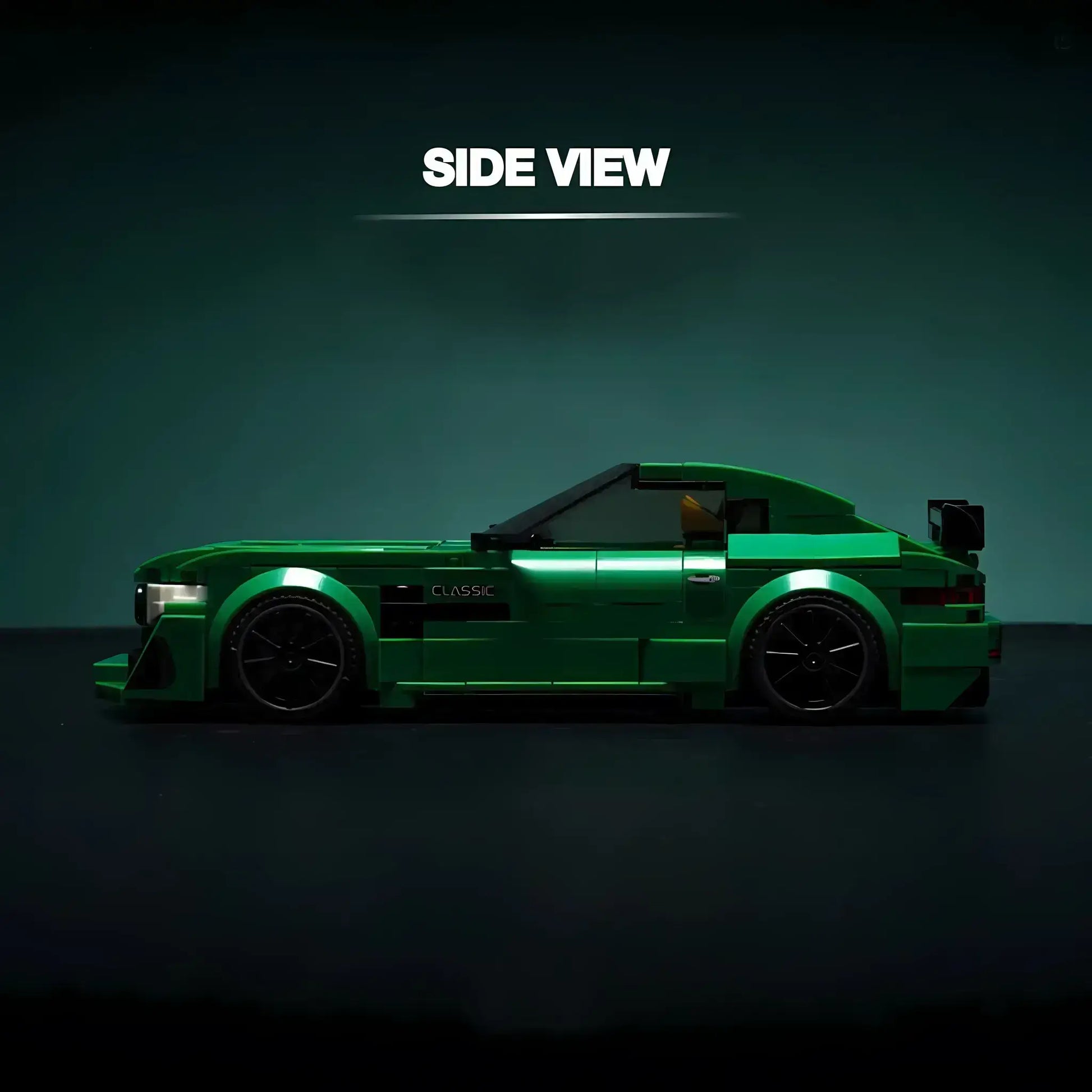 side view of xiaojiaodu jd064 amg gtr model car building blocks toy