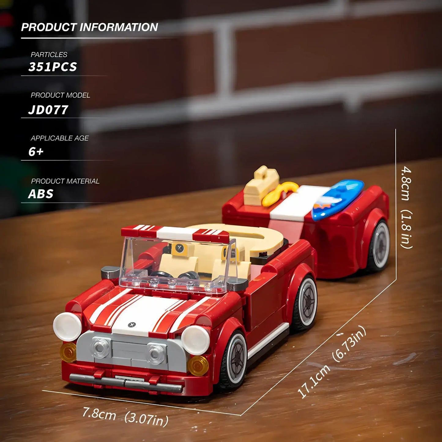product information of xiaojiaodu jd077 bmw mini model car building blocks toy