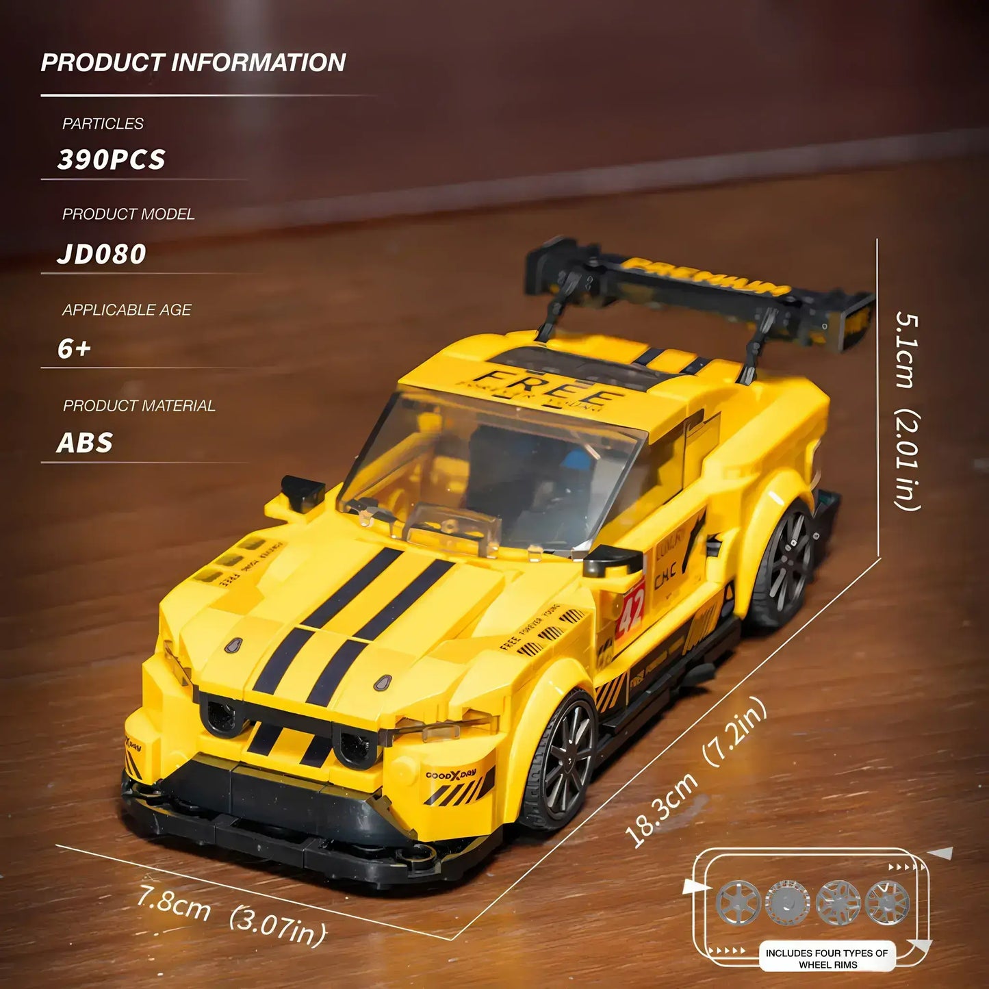 product information of xiaojiaodu jd080 ford mstang gt3 model car building blocks toy