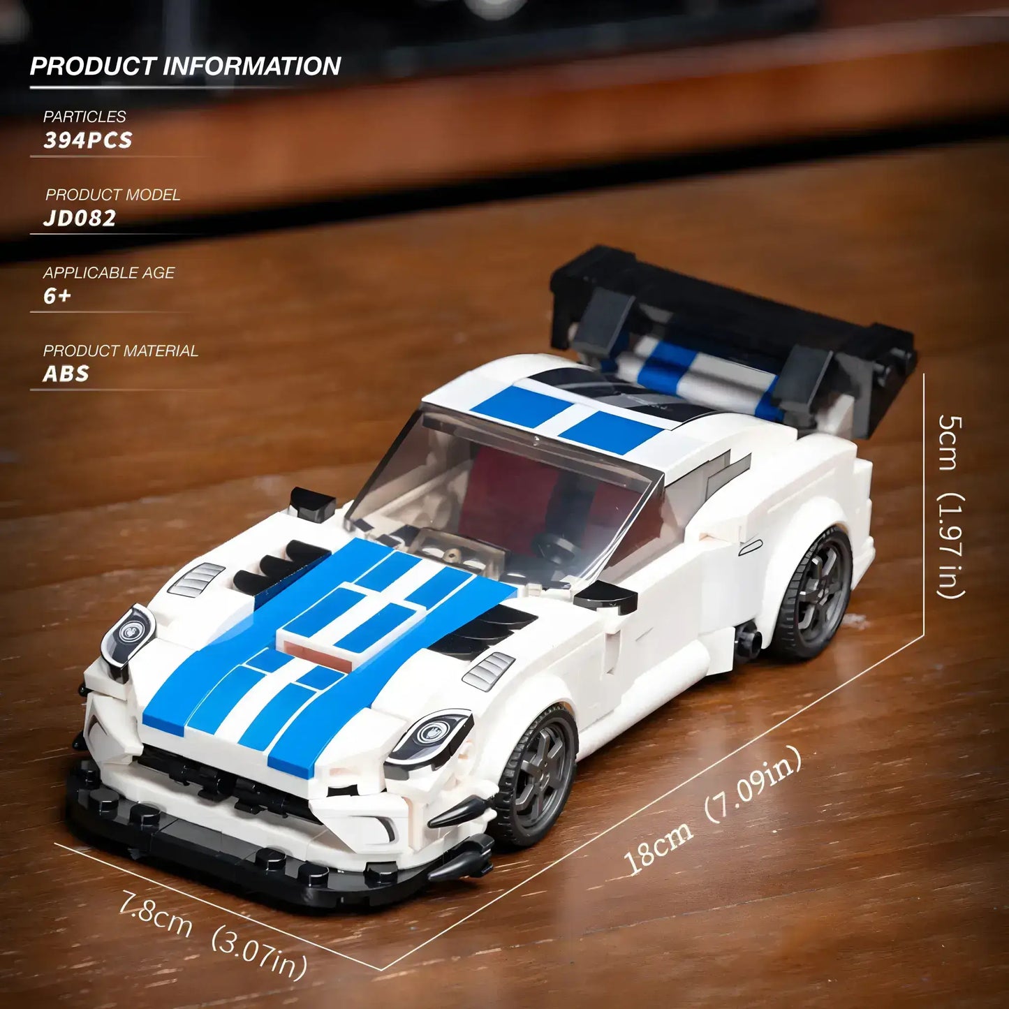 product information of xiaojiaodu jd082 dodge viper model car building blocks toy