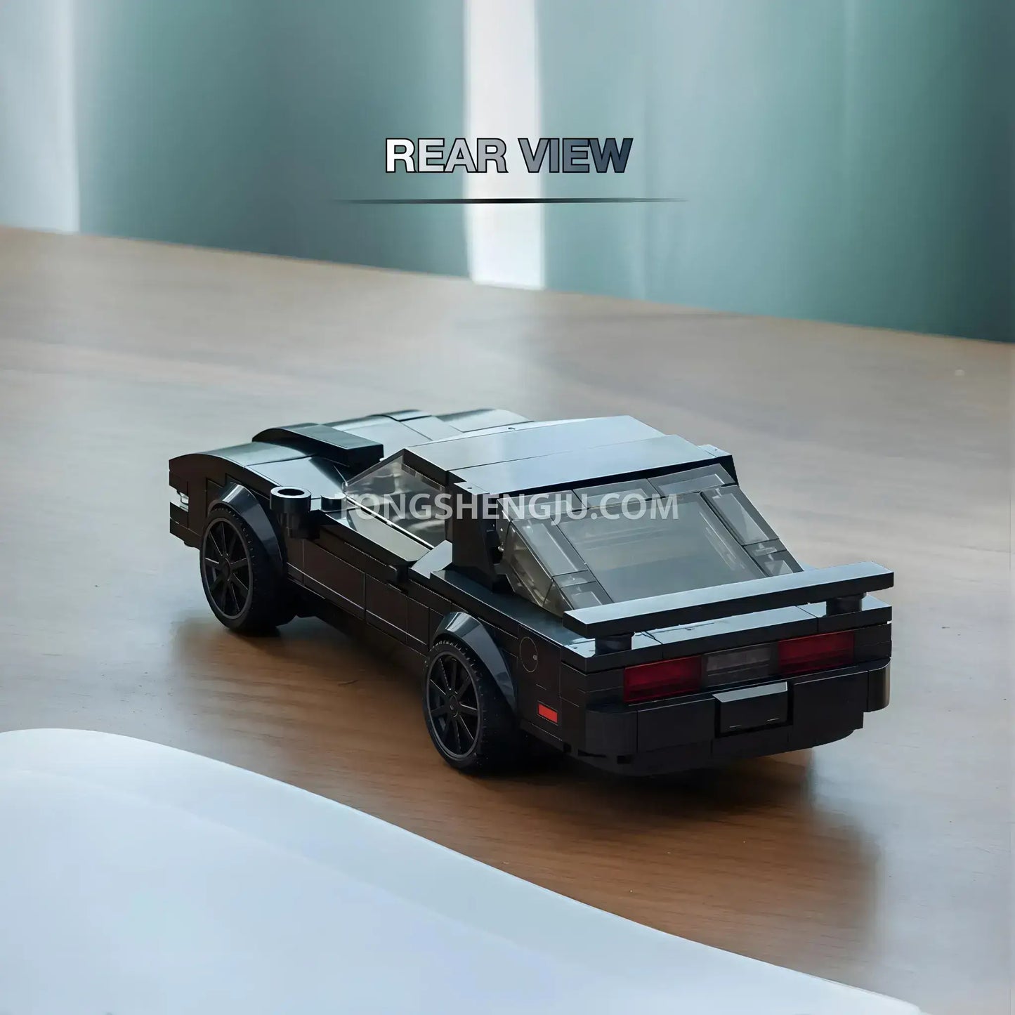 rear view of xiaojiaodu jd083 kitt firebrid sports car building blocks set model car