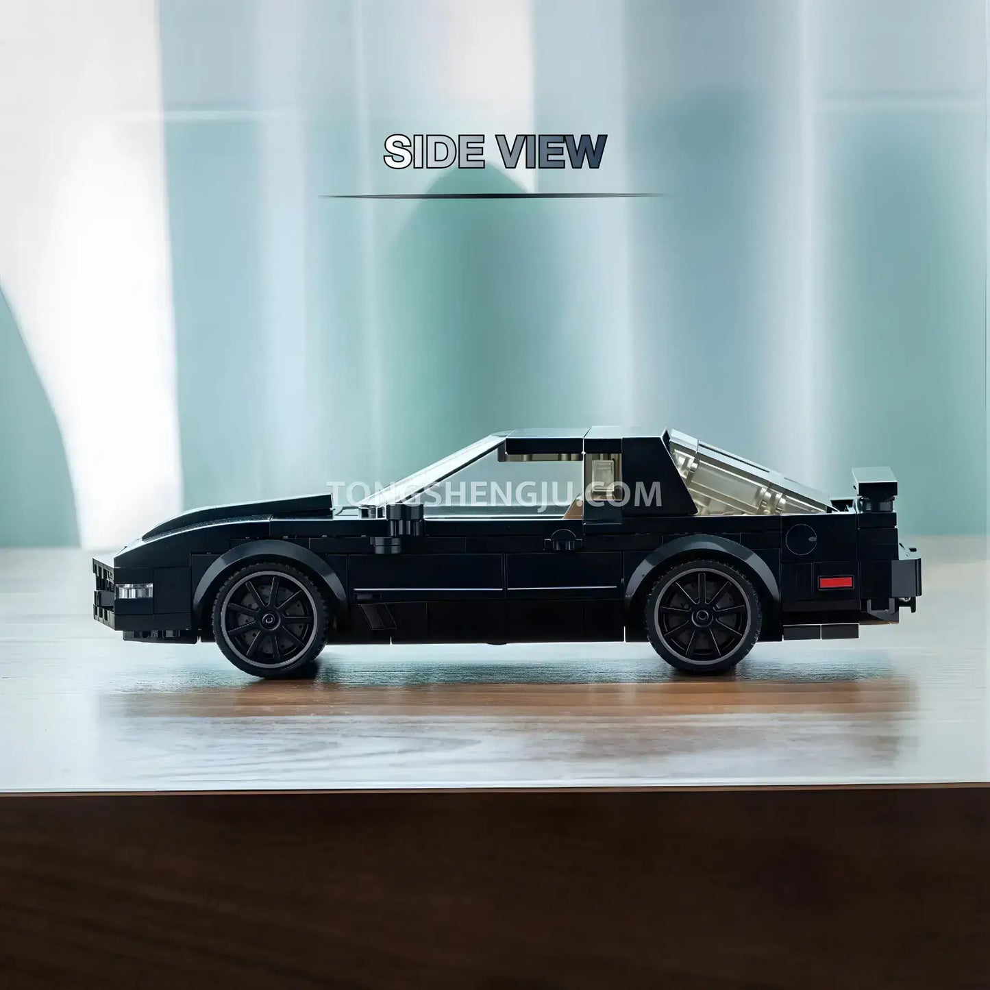 side view of xiaojiaodu jd083 kitt firebrid sports car building blocks set model car