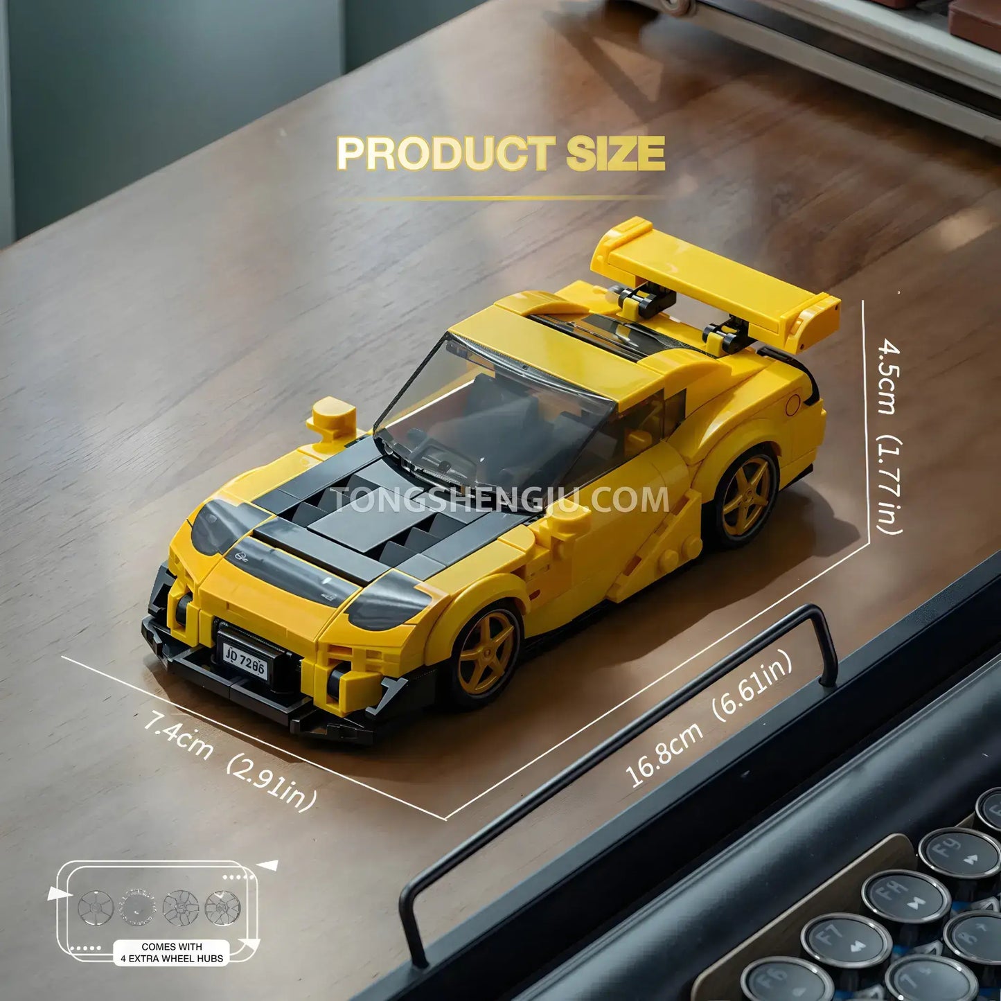 product size of xiaojiaodu jd085 mazda rx7 sports car building blocks set model car