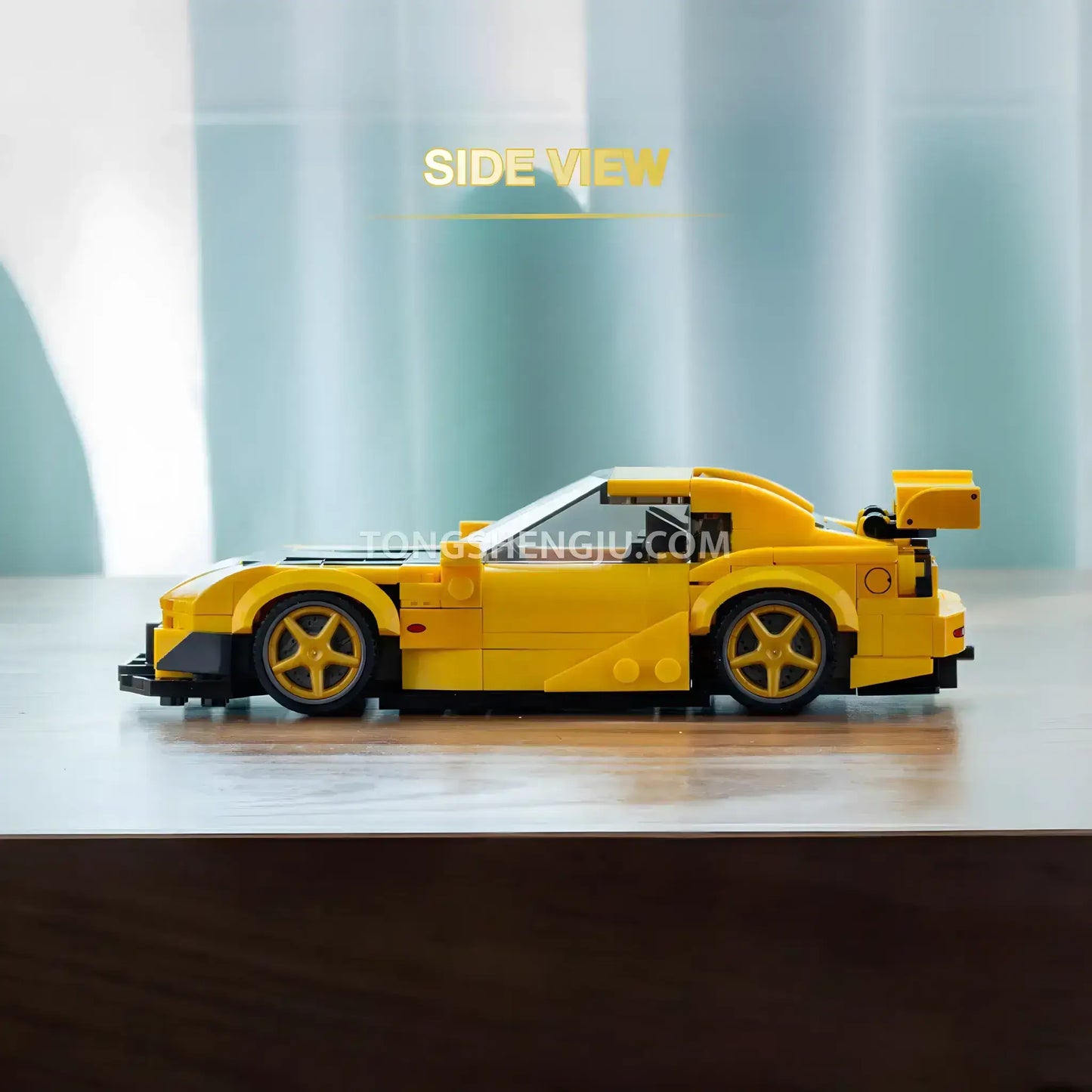 side view of xiaojiaodu jd085 mazda rx7 sports car building blocks set model car