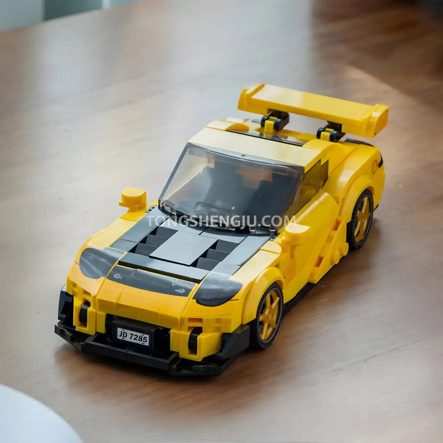 top view of xiaojiaodu jd085 mazda rx7 sports car building blocks set model car
