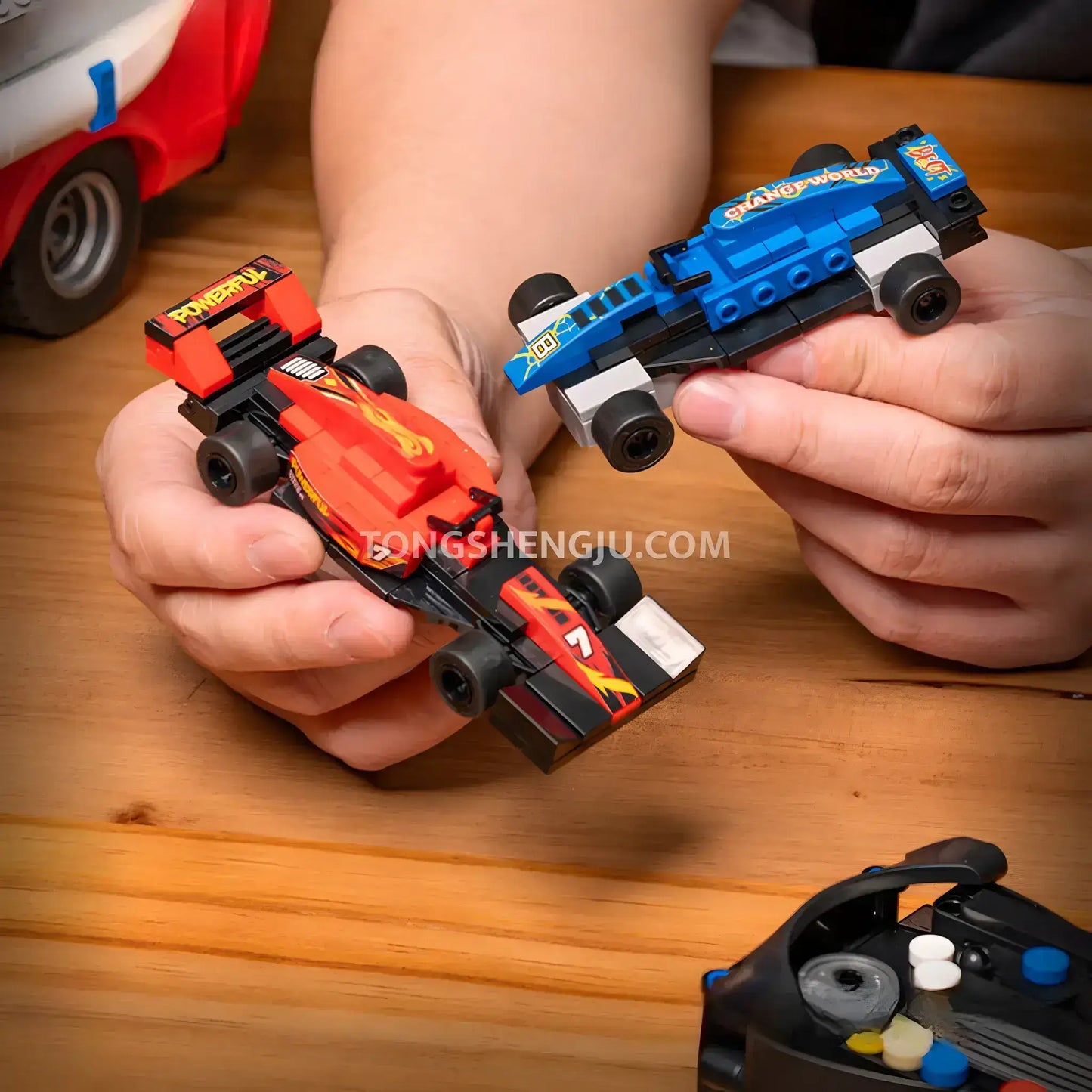 xiaojiaodu jd093 game car building blocks set model car with mini f1 car