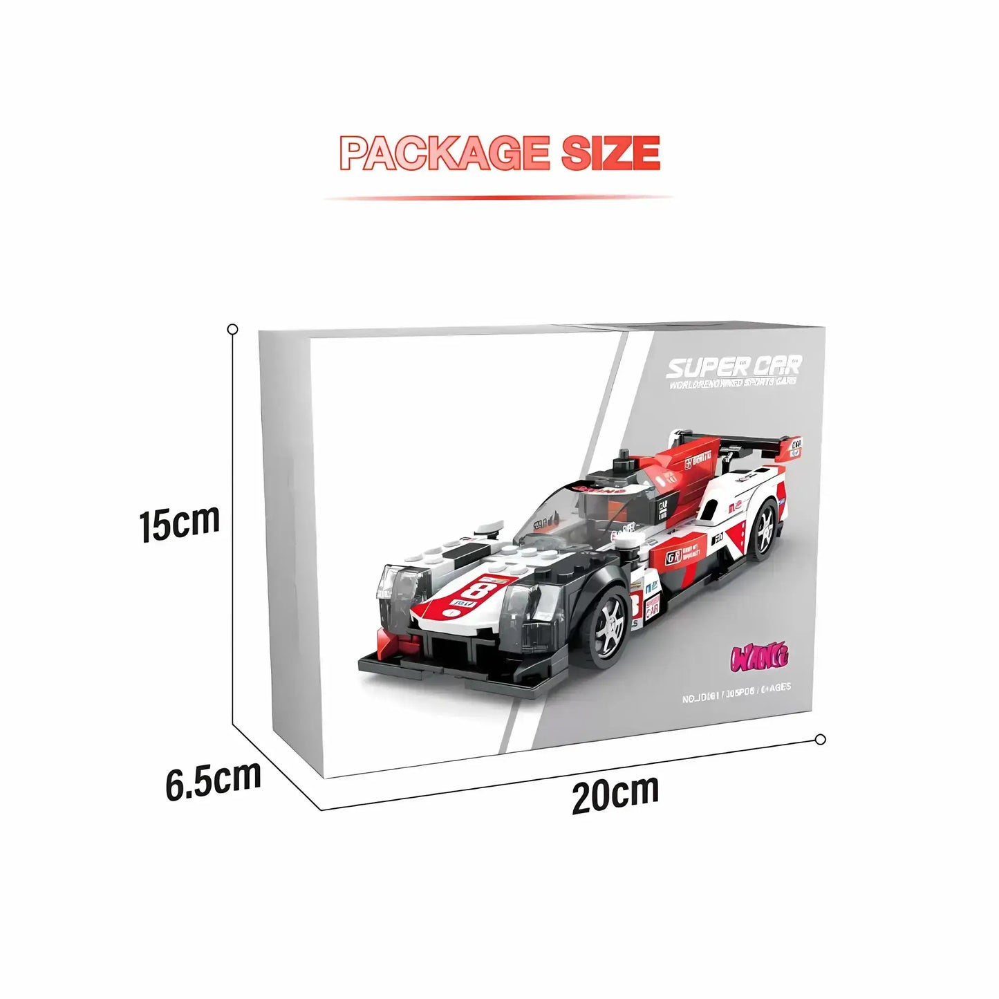 package size of xiaojiaodu jd061 lemans gr010 model speed car building blocks toy
