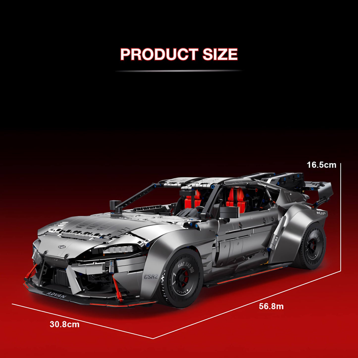 product size of xiaojiaodu supra building blocks model toy car