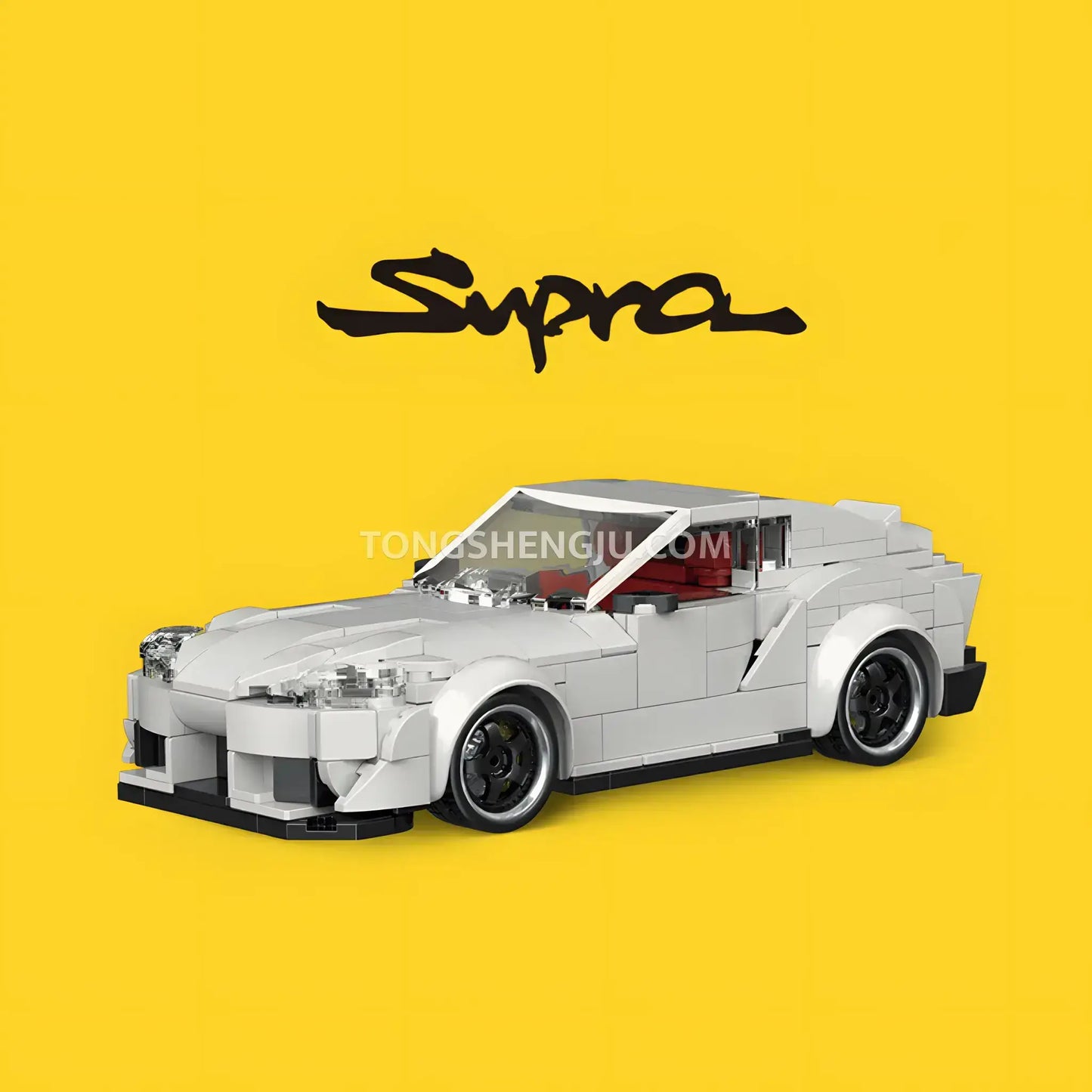 front view of happy build powerblock pb8808 supra model car building blocks toy
