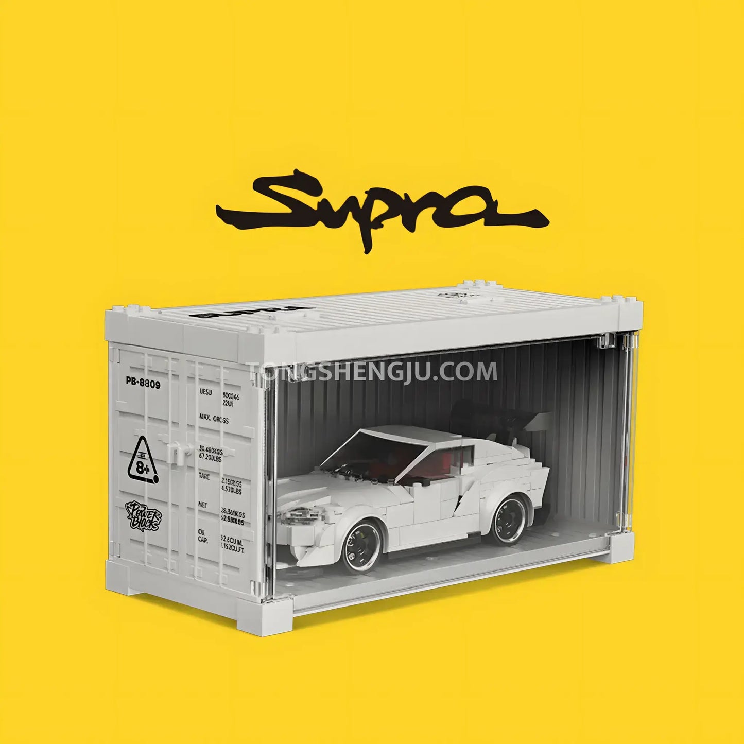 shipping container of happy build powerblock pb8808 supra model car building blocks toy