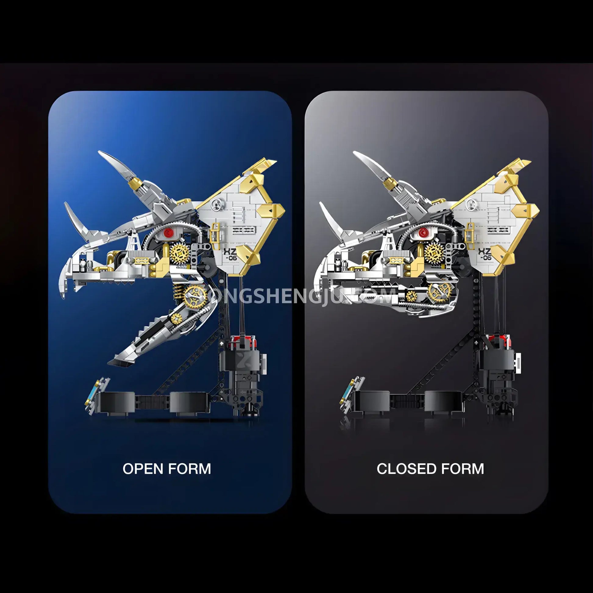 xinzhuan xz0006 dinomech mechanical triceratops skull model mecha building set dual forms