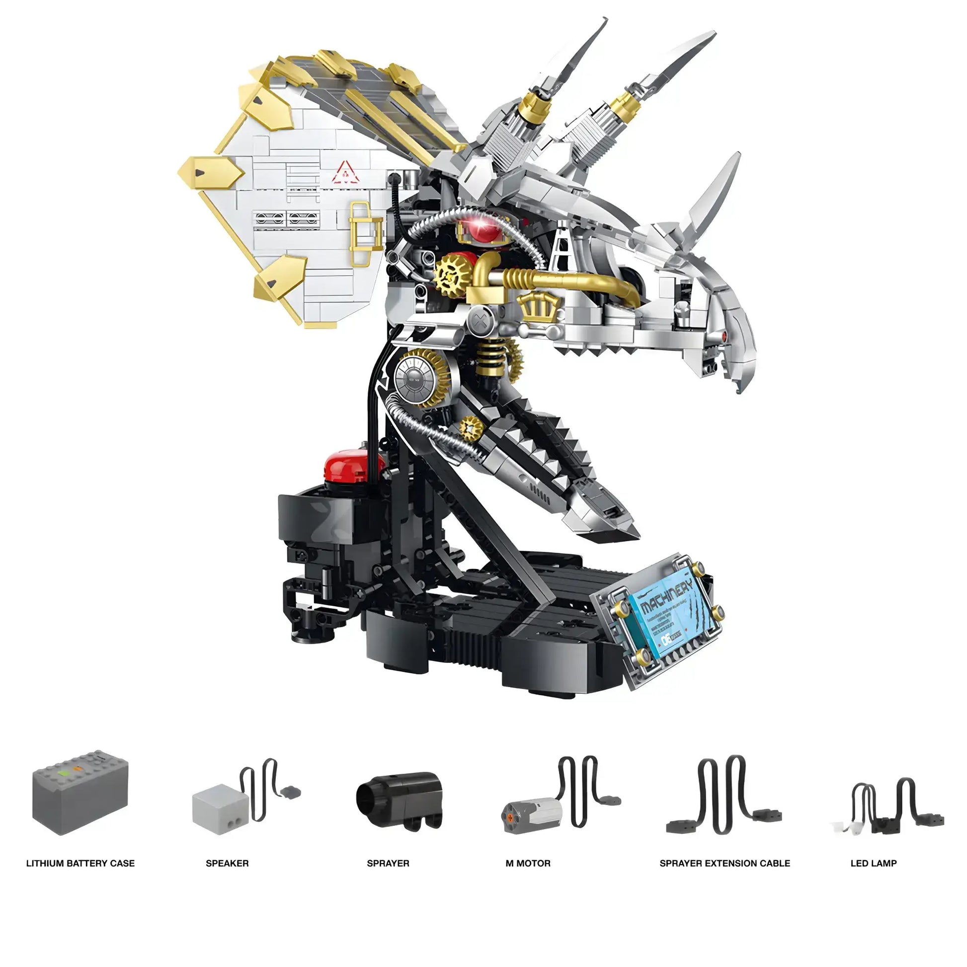 dynamic version of xinzhuan xz0006 dinomech mechanical triceratops skull model mecha building set