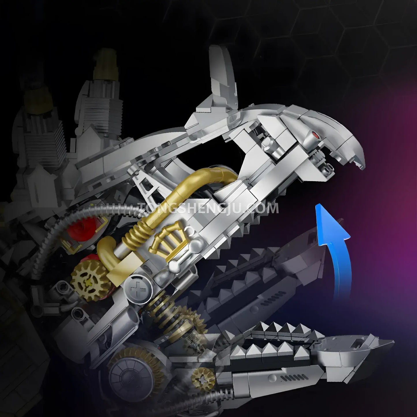xinzhuan xz0006 dinomech mechanical triceratops skull model mecha building set motorized bite