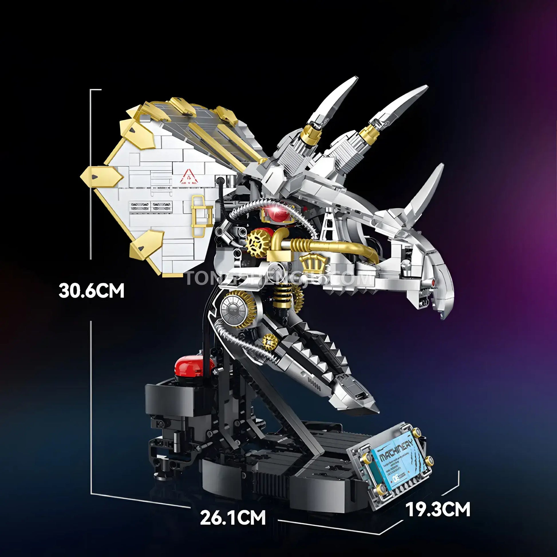 product size of xinzhuan xz0006 dinomech mechanical triceratops skull model mecha building set