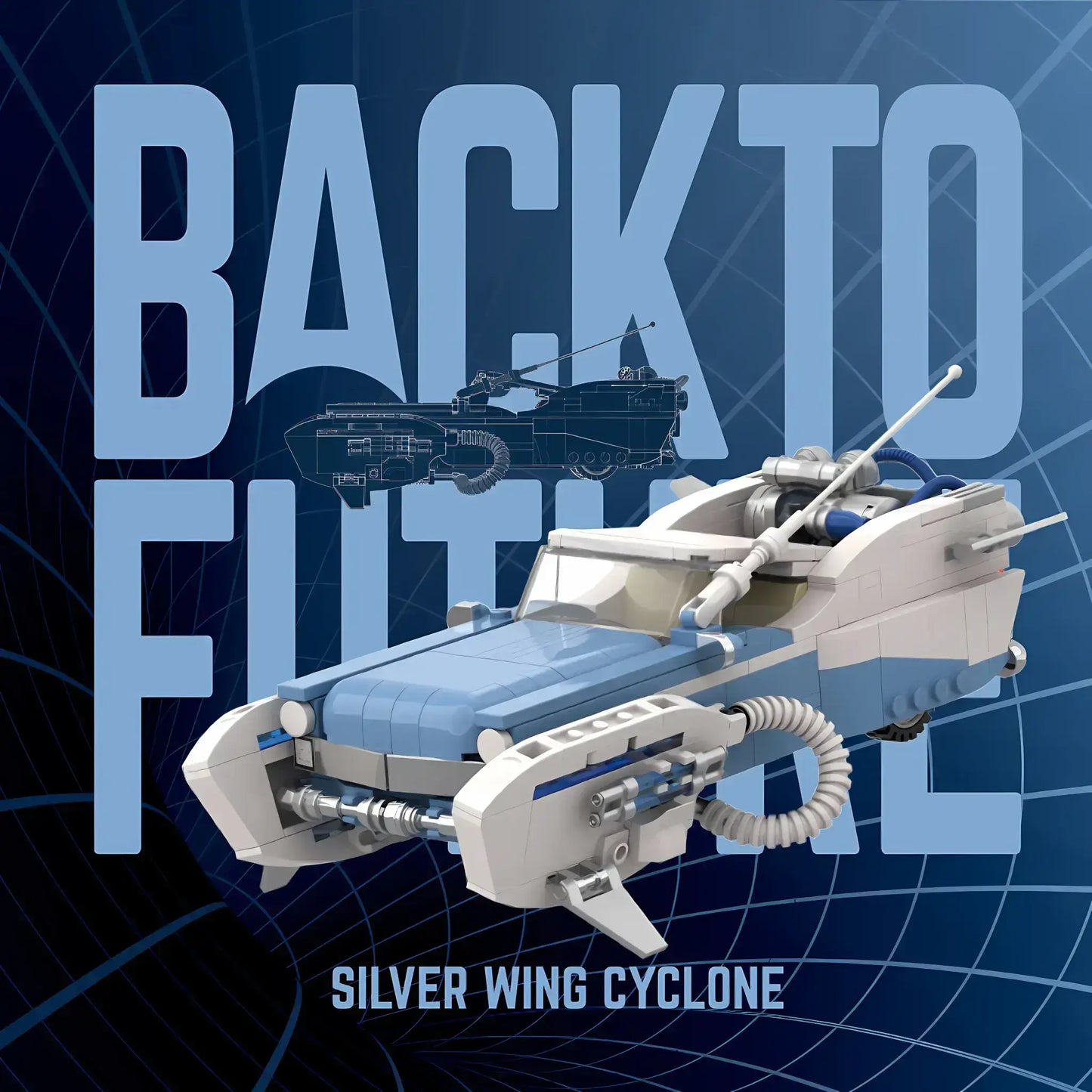 yc sliver wing cyclone model car building blocks toy from happy build power block pb8803