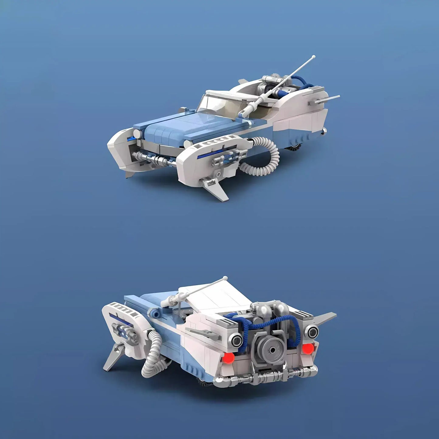 happy build powerblock pb8803 sliver wing cyclone model car building blocks toy front view and back view