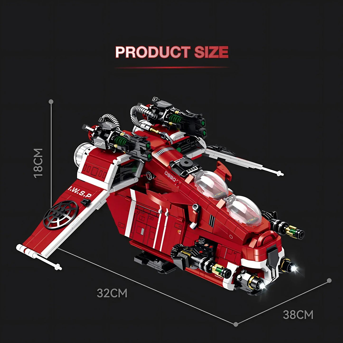 product size of zape 98002 planet gunboat star wars building blocks set