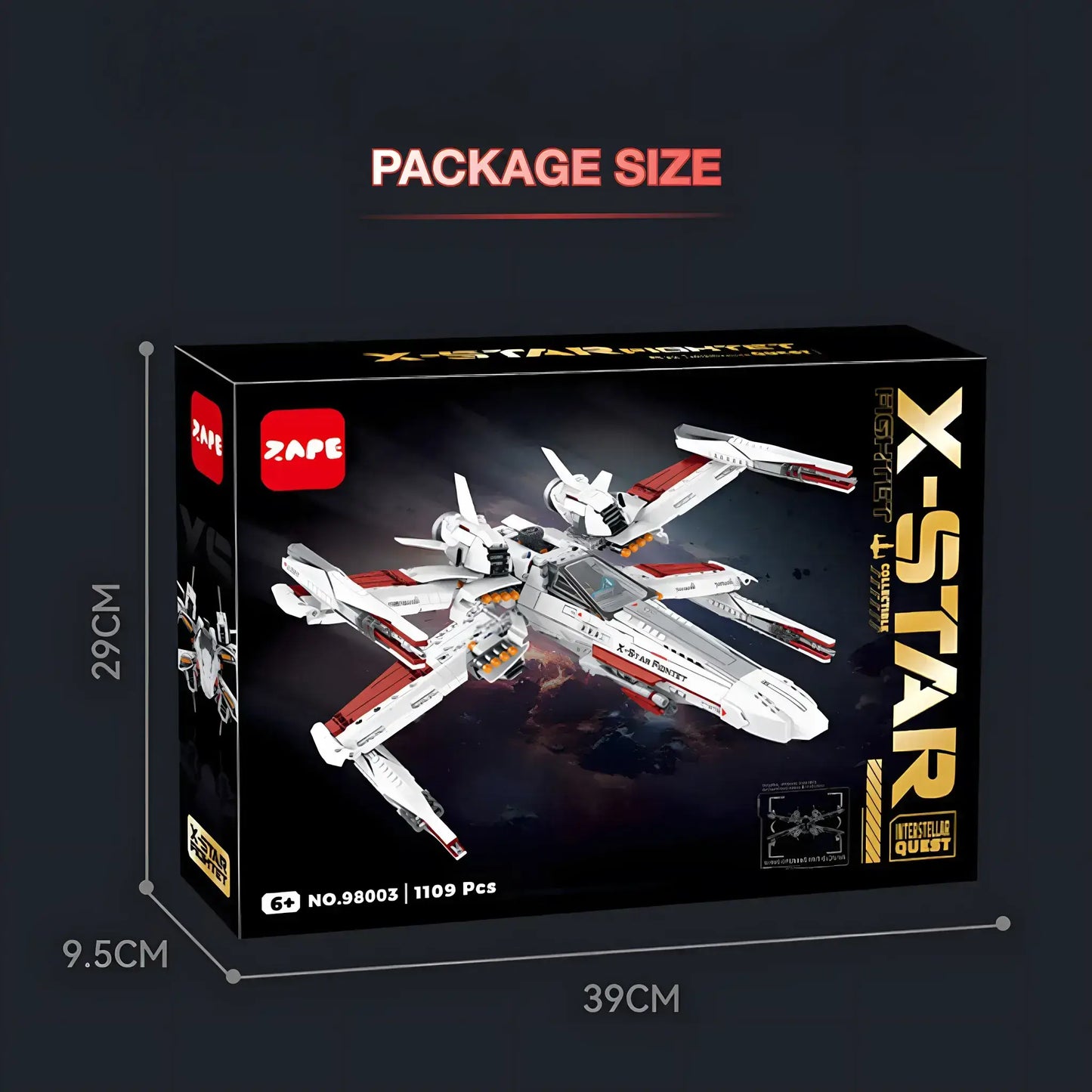 package size of zape 98003 x-wing starfighter star wars building blocks set