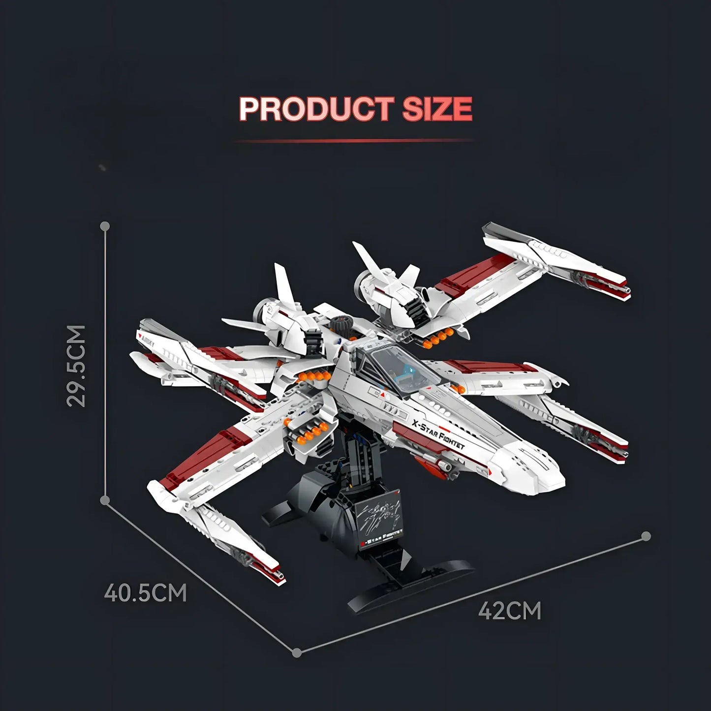 product size of zape 98003 x-wing starfighter star wars building blocks set