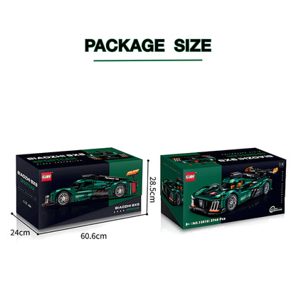 package size of guly biaozhi peugeot 9x8 building blocks model toy car