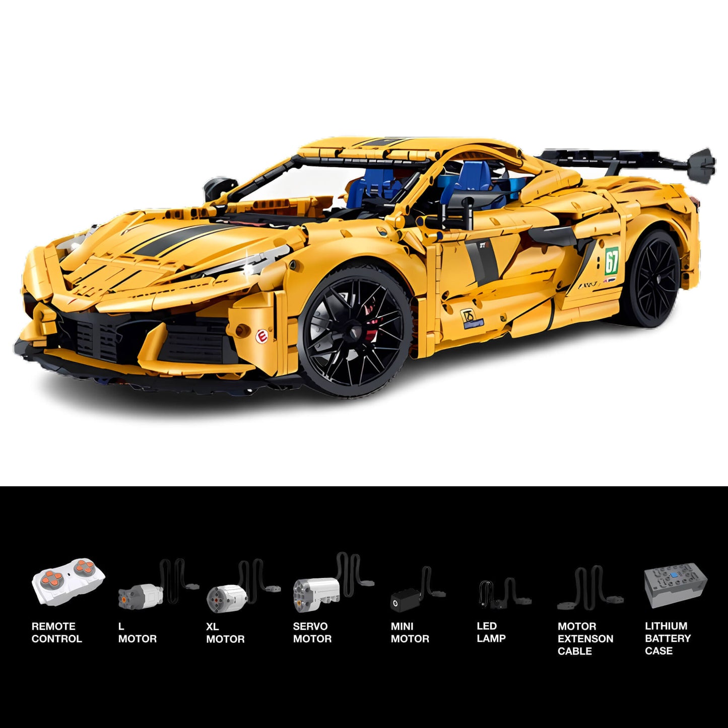 dynamic version of guly corvette c8 building blocks model toy car