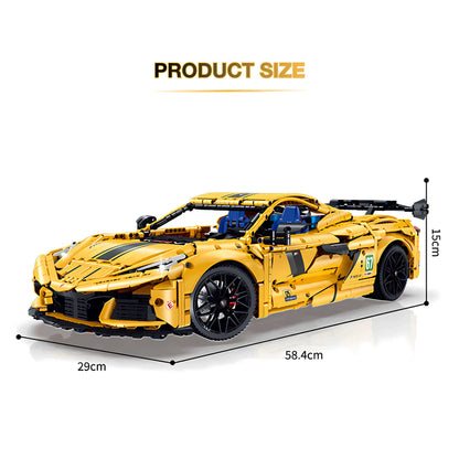 product size of guly corvette c8 building blocks model toy car