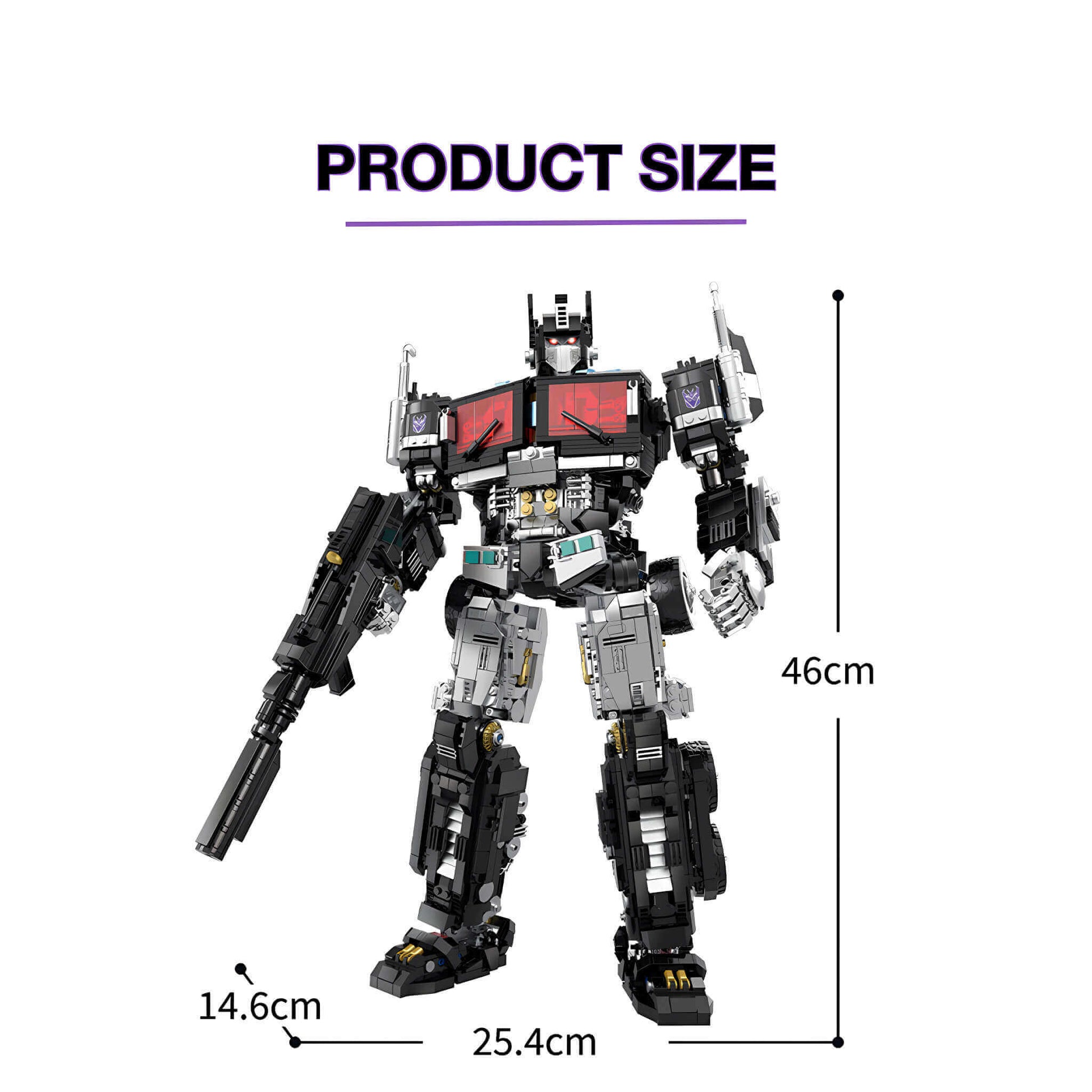 product size of dark optimus prime building blocks model toy